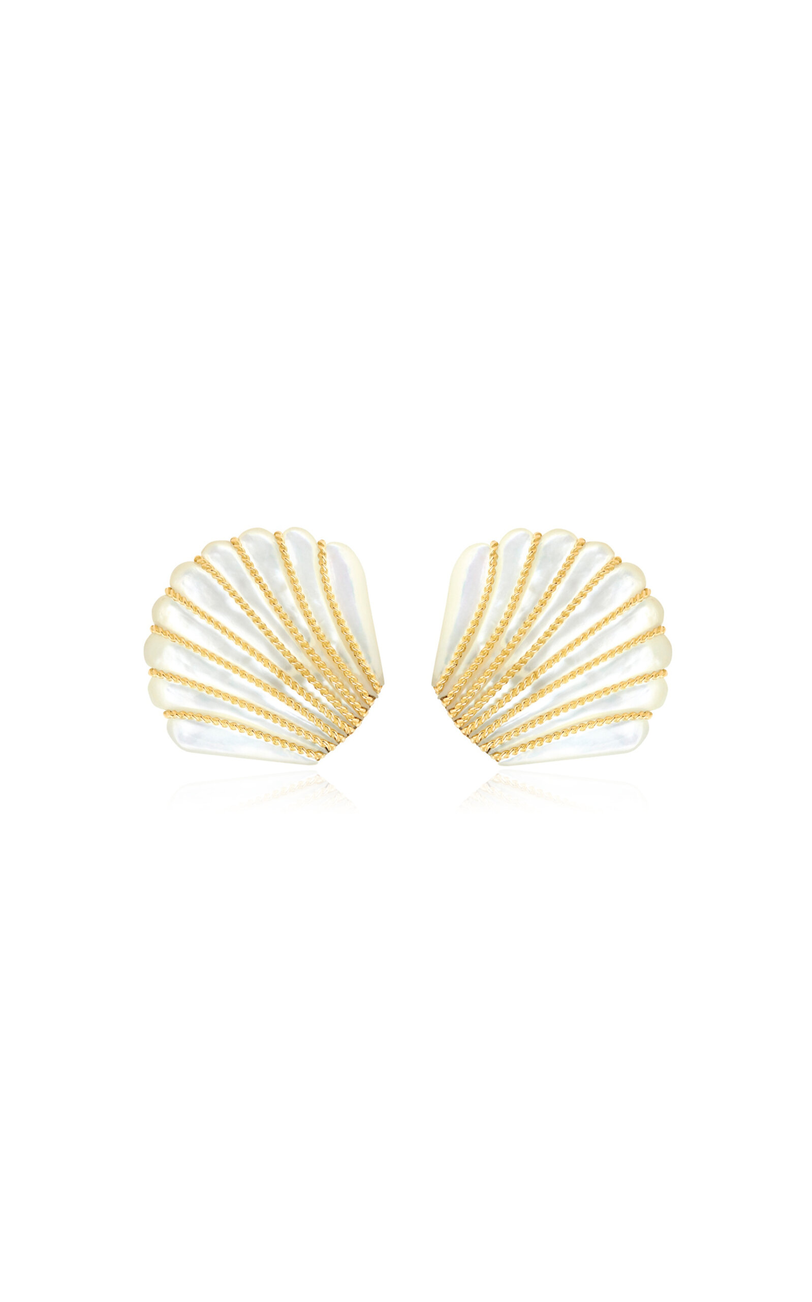Ashley Mccormick 18k Yellow Gold Mother Of Pearl Clip Earrings In Gold
