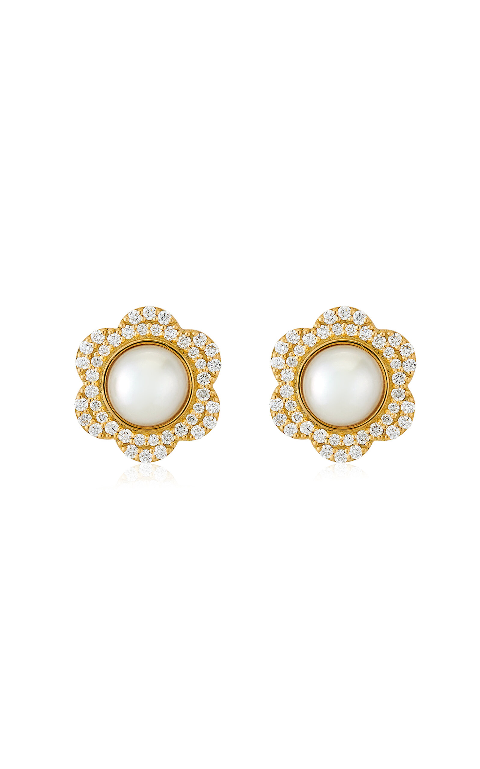 Ashley Mccormick 18k Yellow Gold Diamond Stud Earrings In Gold