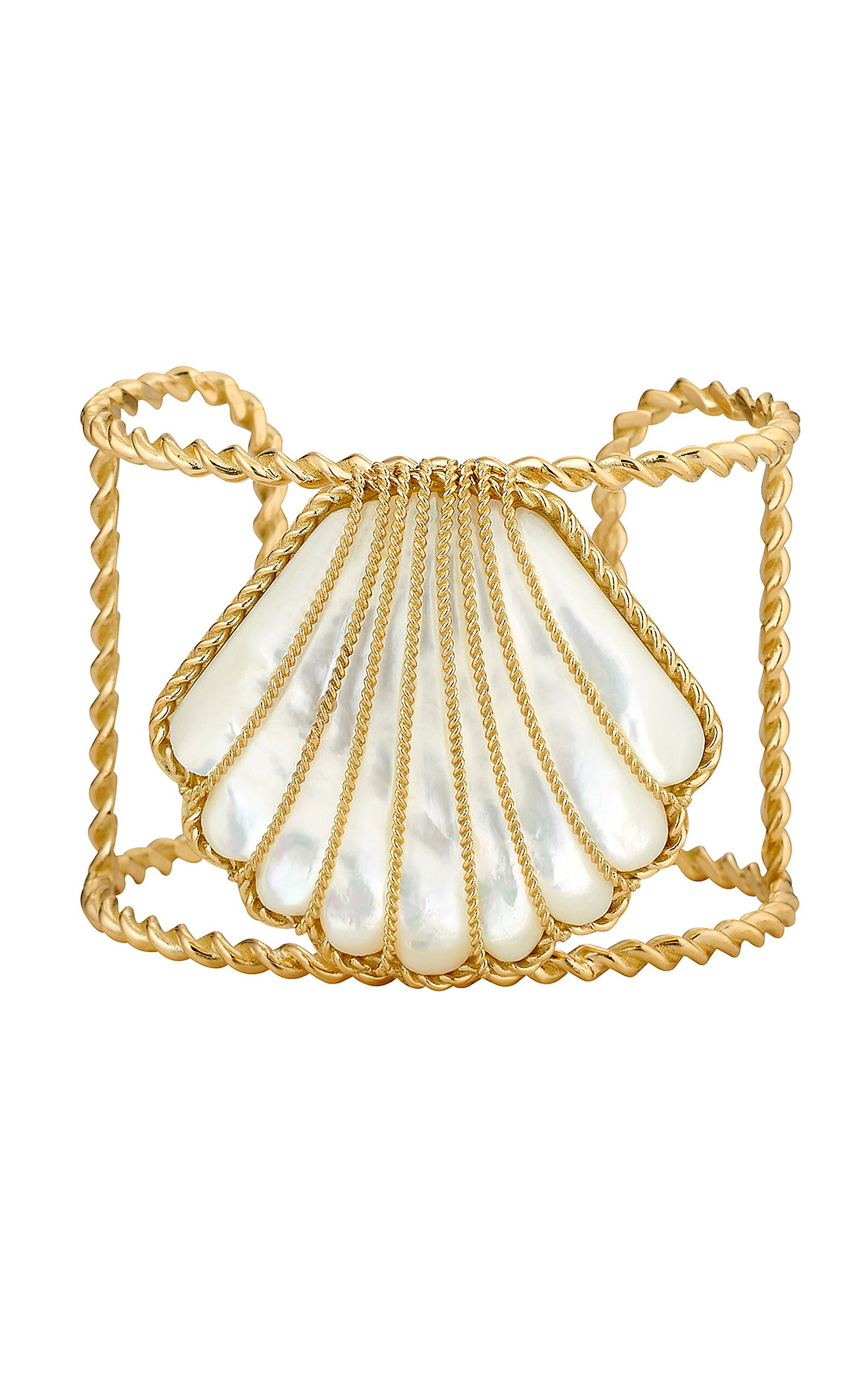 Ashley Mccormick 18k Yellow Gold Mother Of Pearl Shell Cuff In Gold