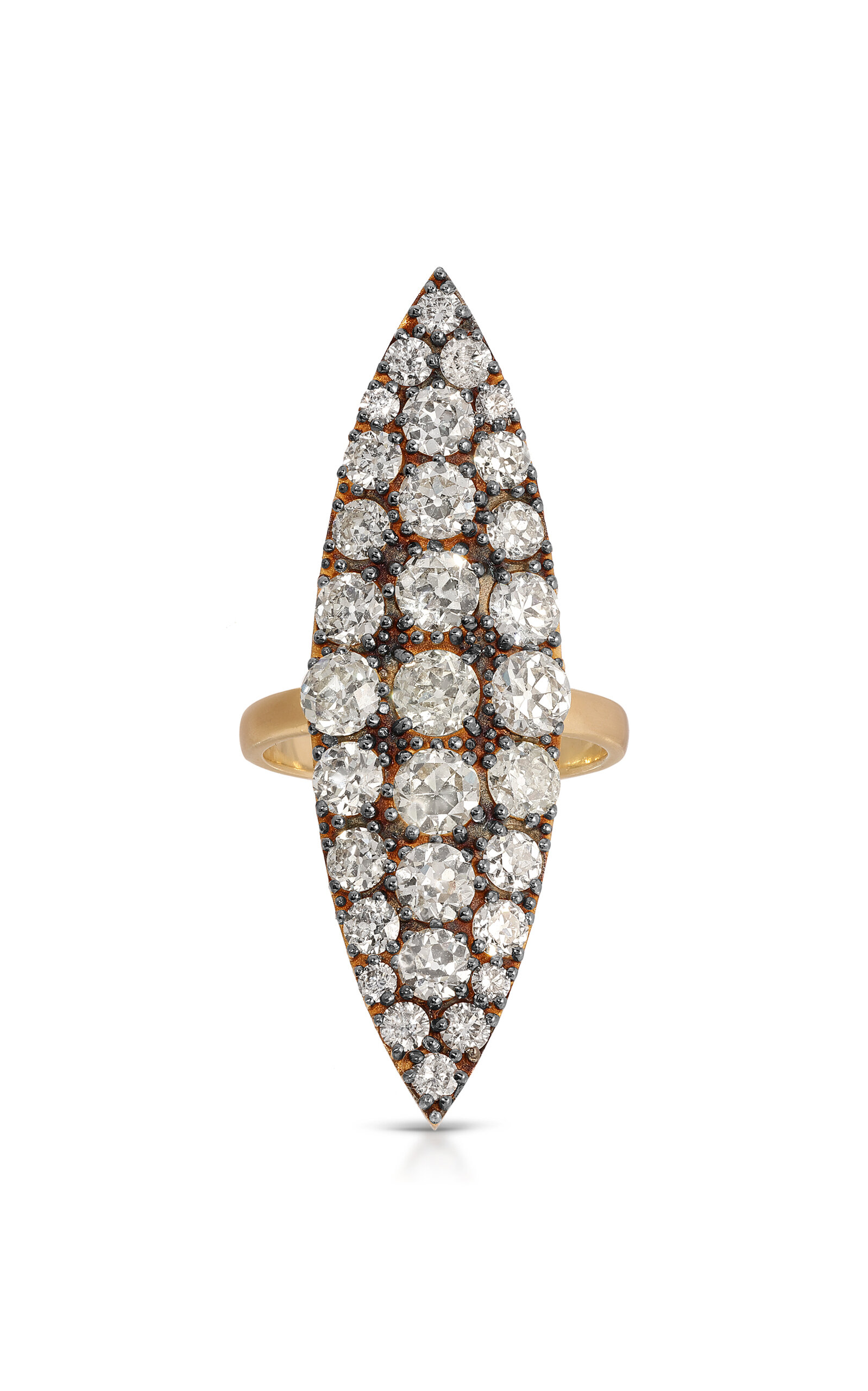 Jenna Blake 18k Yellow Gold Blackened Diamond Ring In Gold