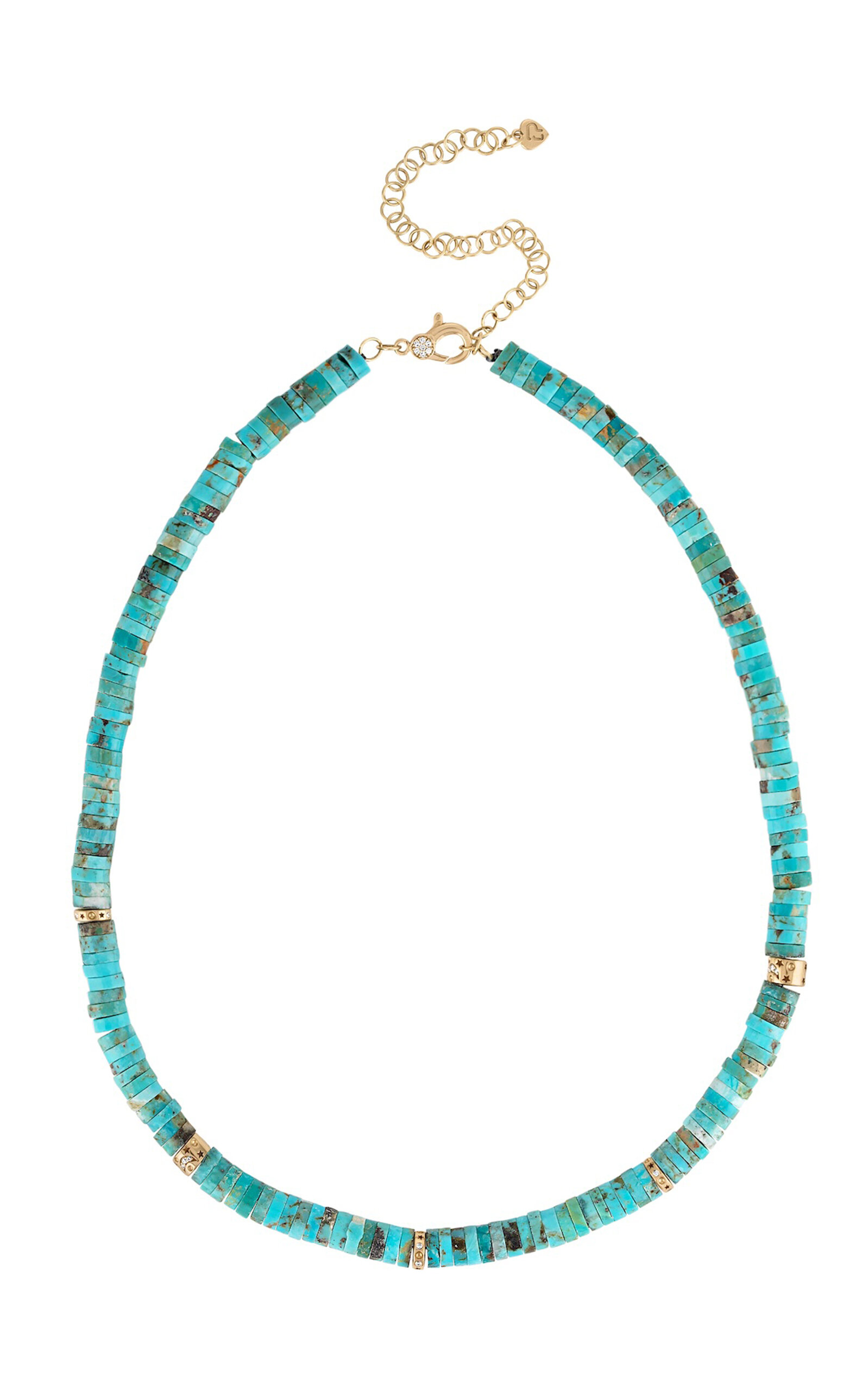 Eden Presley Turquoise 14k Yellow Gold Celestial Necklace In Blue
