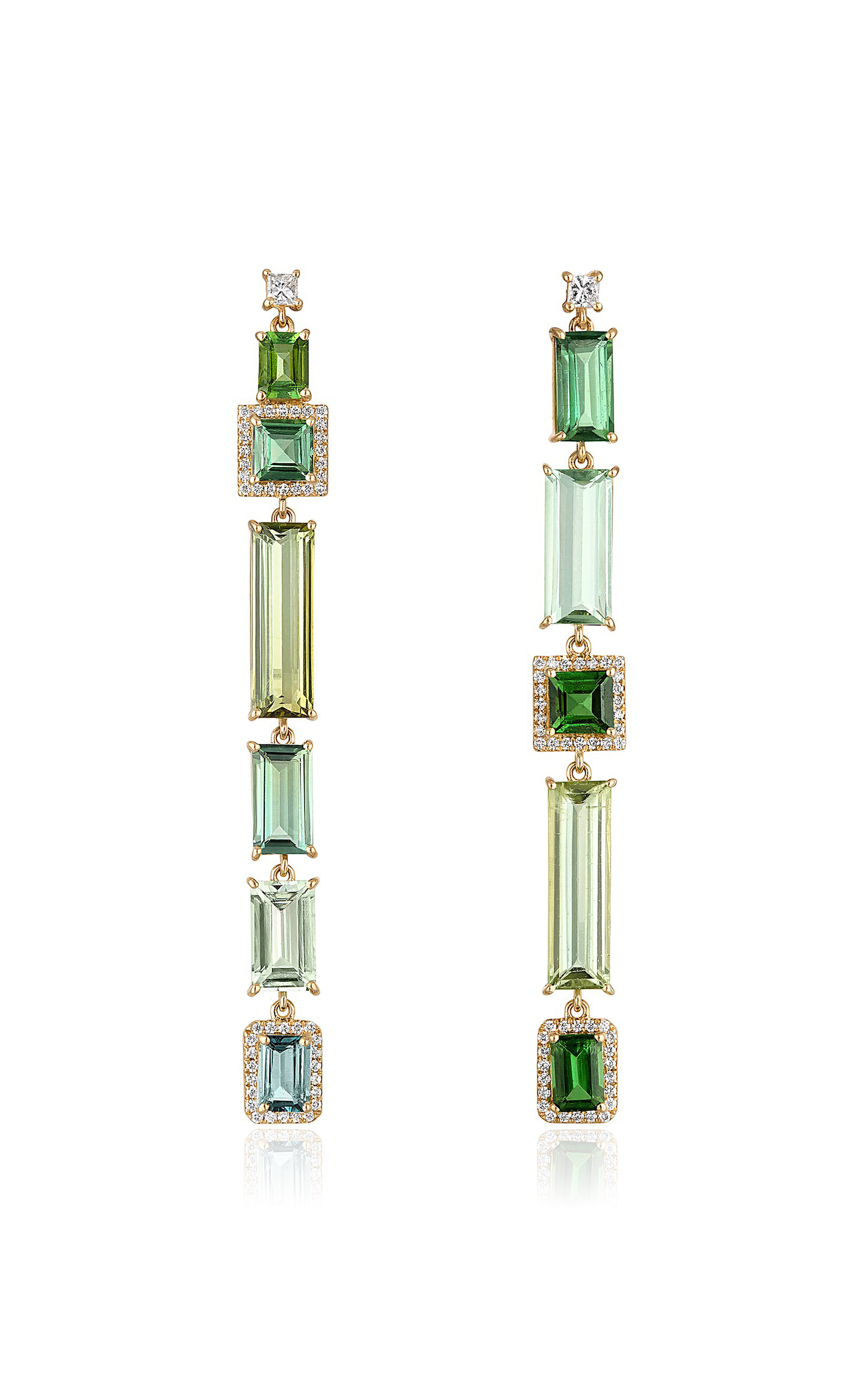 Eden Presley 14k Yellow Gold Green Tourmaline Beryl Earrings In Green
