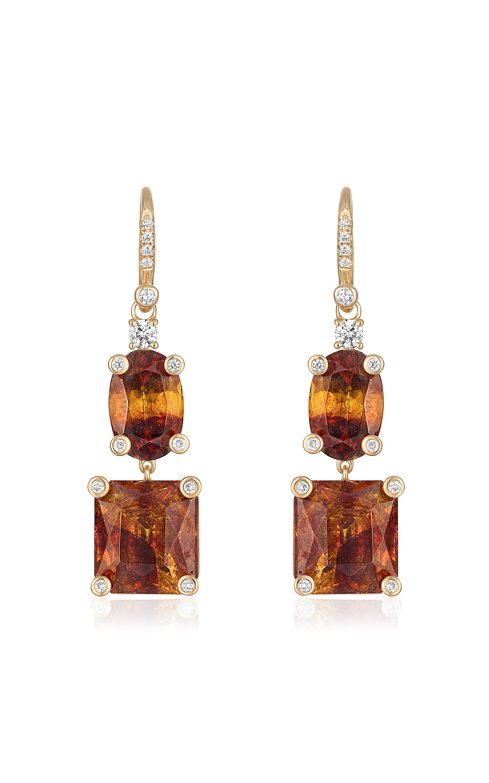 Eden Presley 14k Yellow Gold Sphalerite And Diamond Drop Earrings In Brown