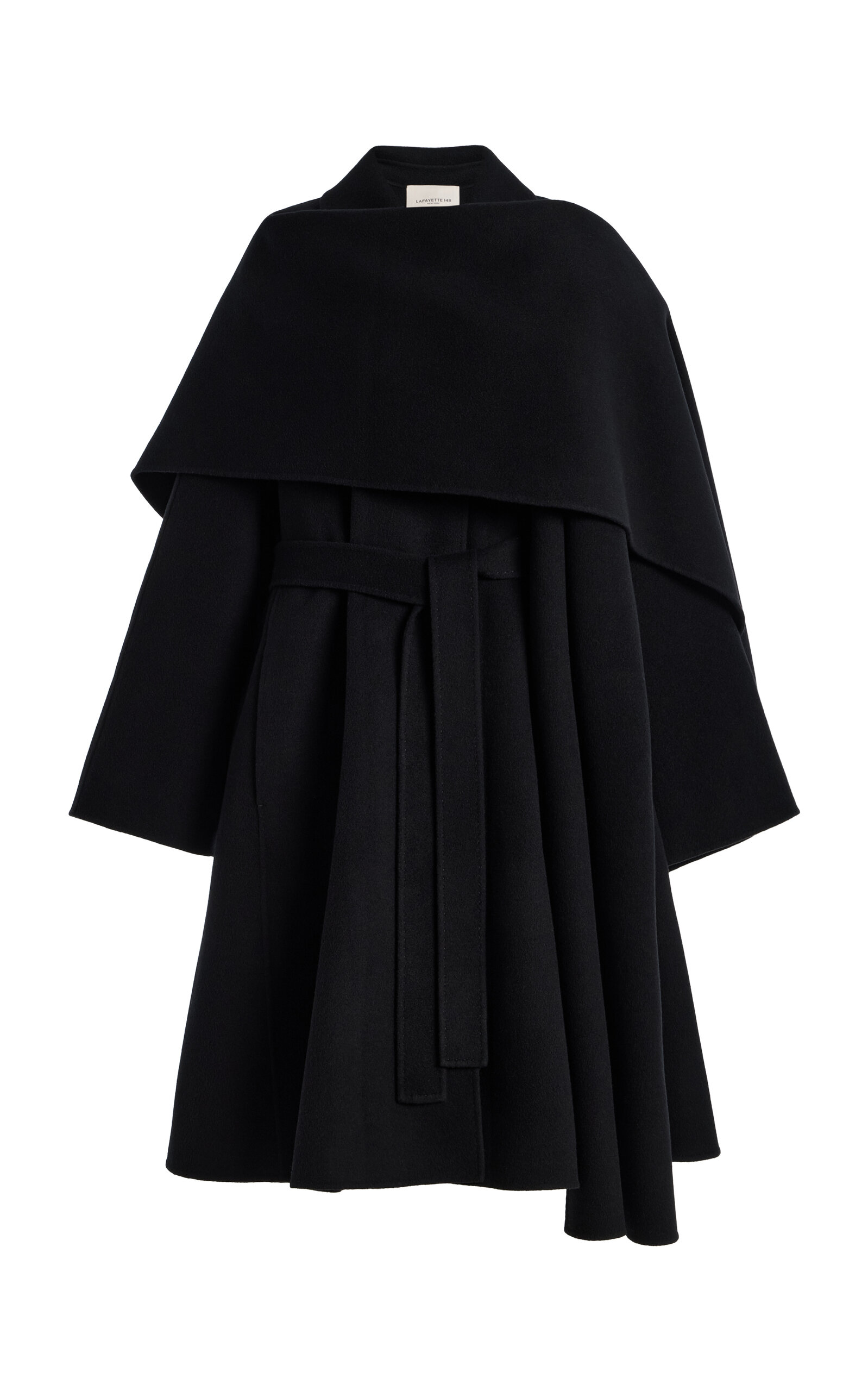 Lafayette 148 Poncho-detailed Oversized Wool-cashmere Coat In Black