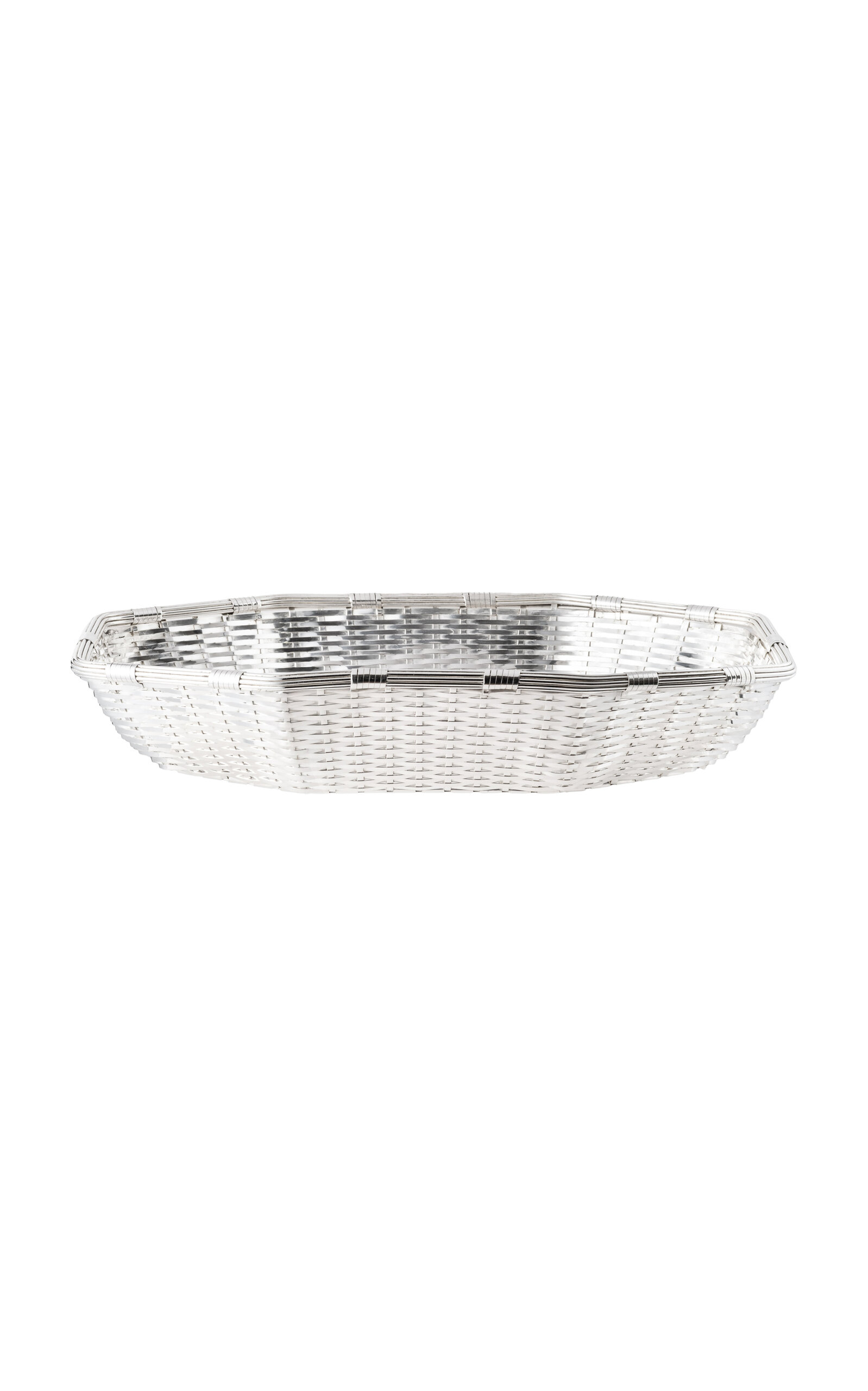Hôtel Silver Vintage 13" Octagonal Woven Basket In Silver
