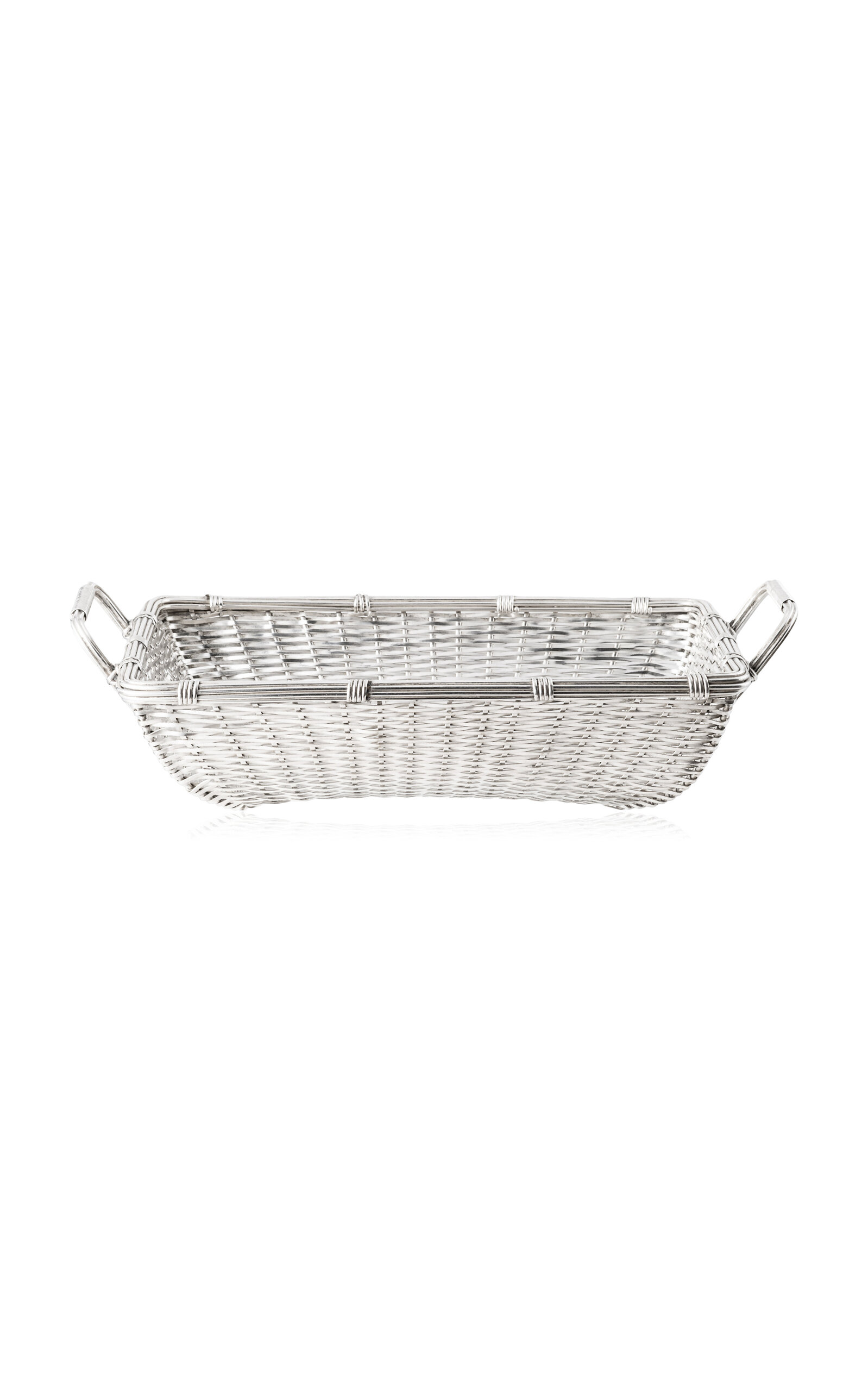 Hôtel Silver Vintage 10" Rectangular Woven Basket In Silver