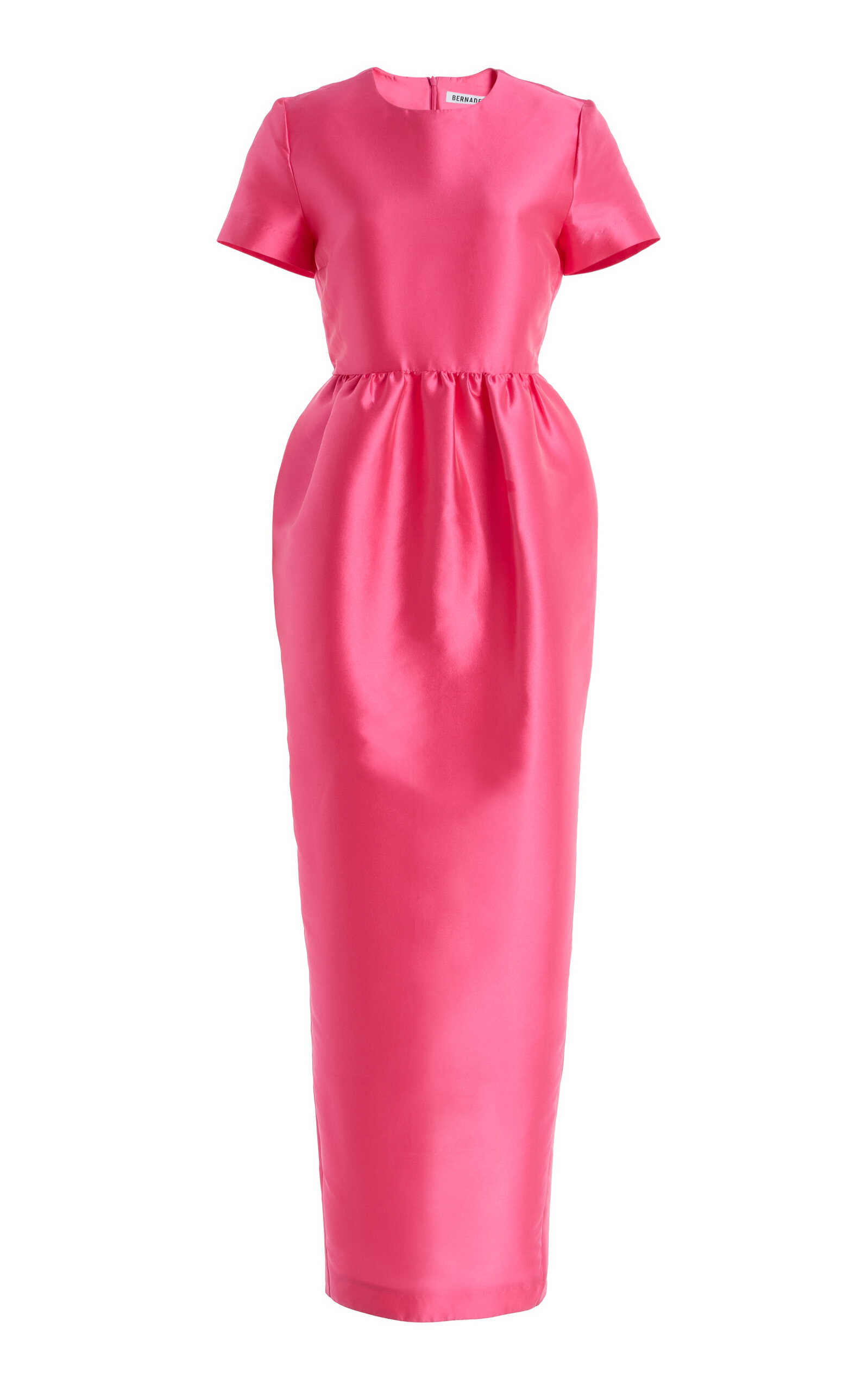 Bernadette Lexi Gathered Silk-blend Midi Dress In Pink