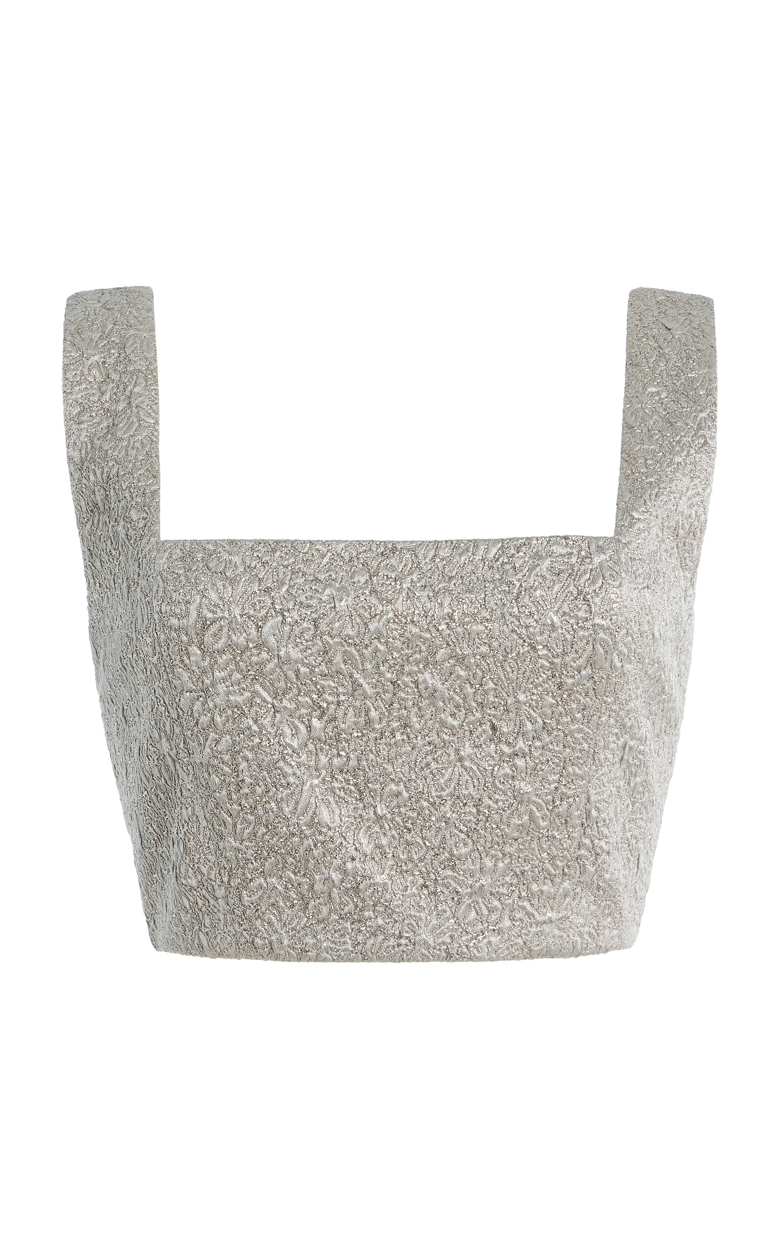 Adam Lippes Beckett Floral Matelasse Top In Gray