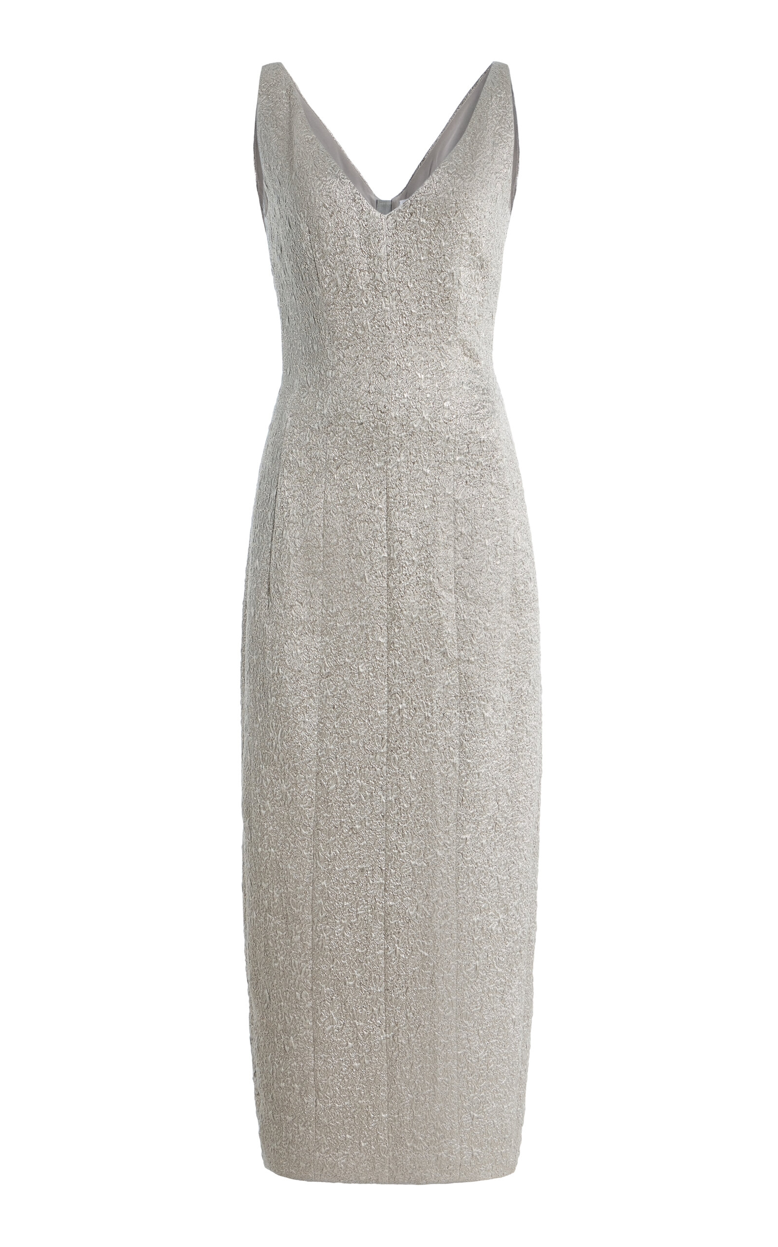 Adam Lippes Willa Floral Matelasse Dress In Gray