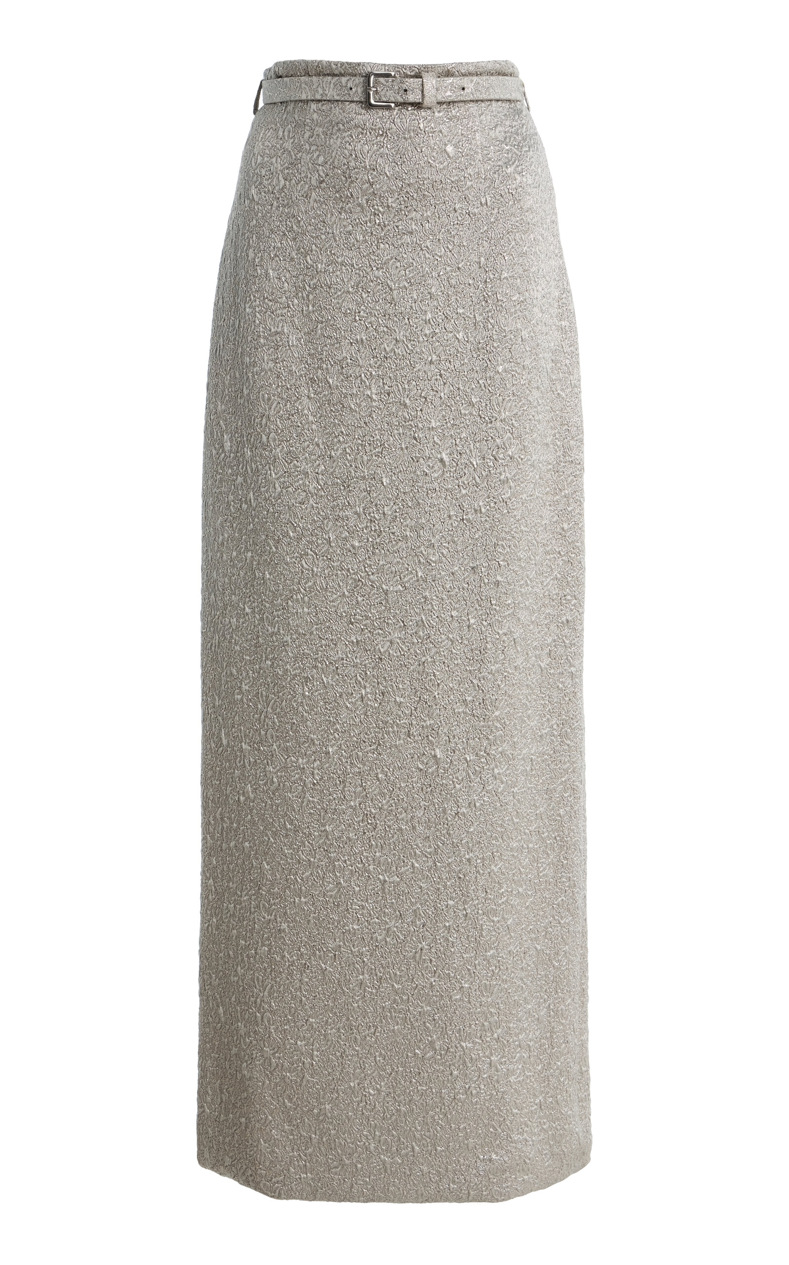 Adam Lippes Levi Floral Matelasse Skirt In Silver