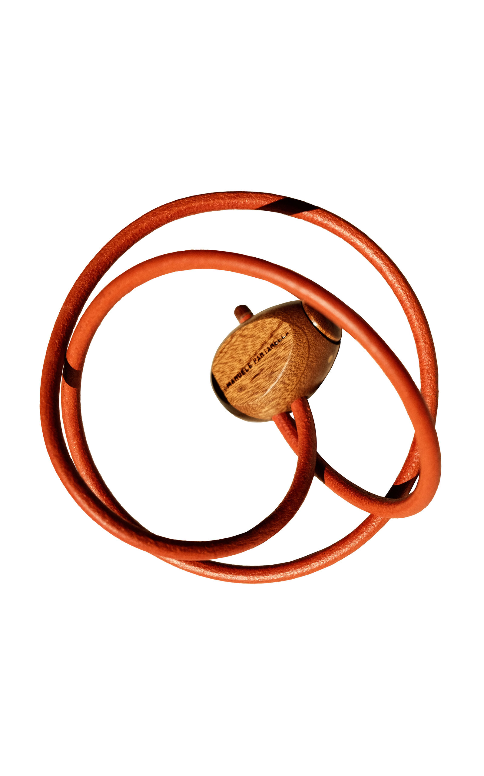 Emanuele Pantanella Design Mahogany And Orange Leather Uovo Belt In Brown