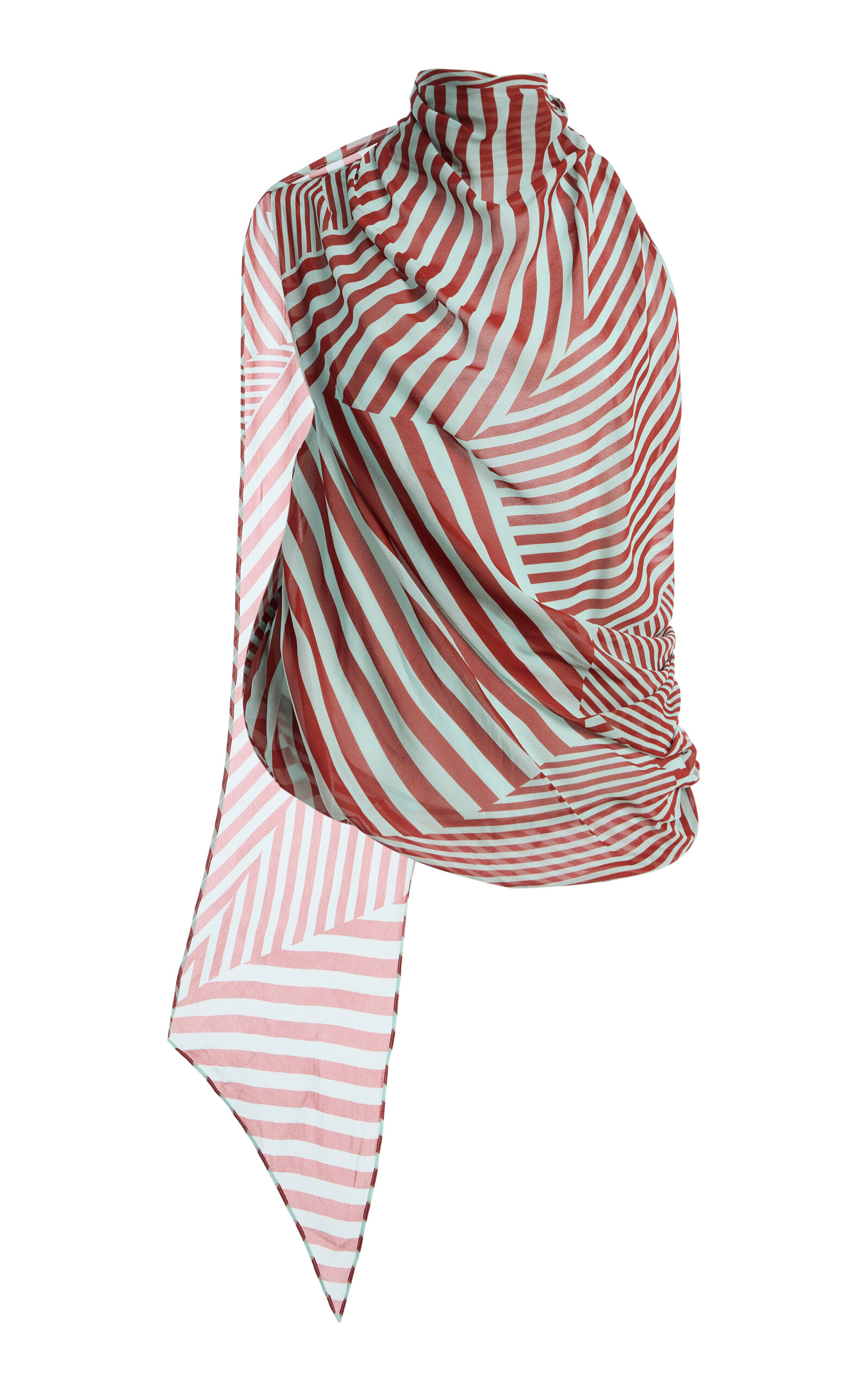 De La Vali Exclusive La Isla Monorca Striped Chiffon Tie-neck Top In Multi