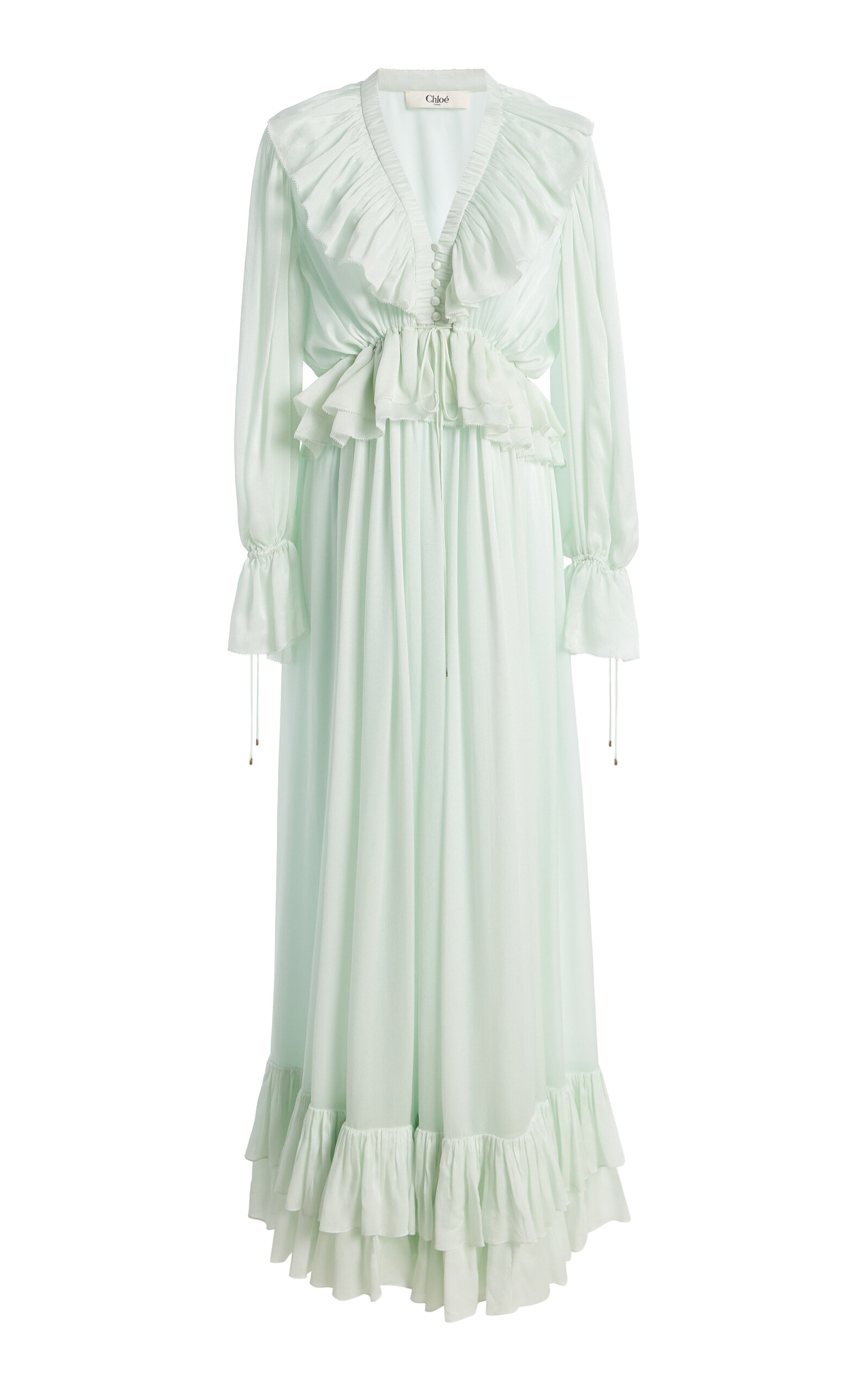 Chloé Pleated Chiffon Maxi Dress - Women's Clothing