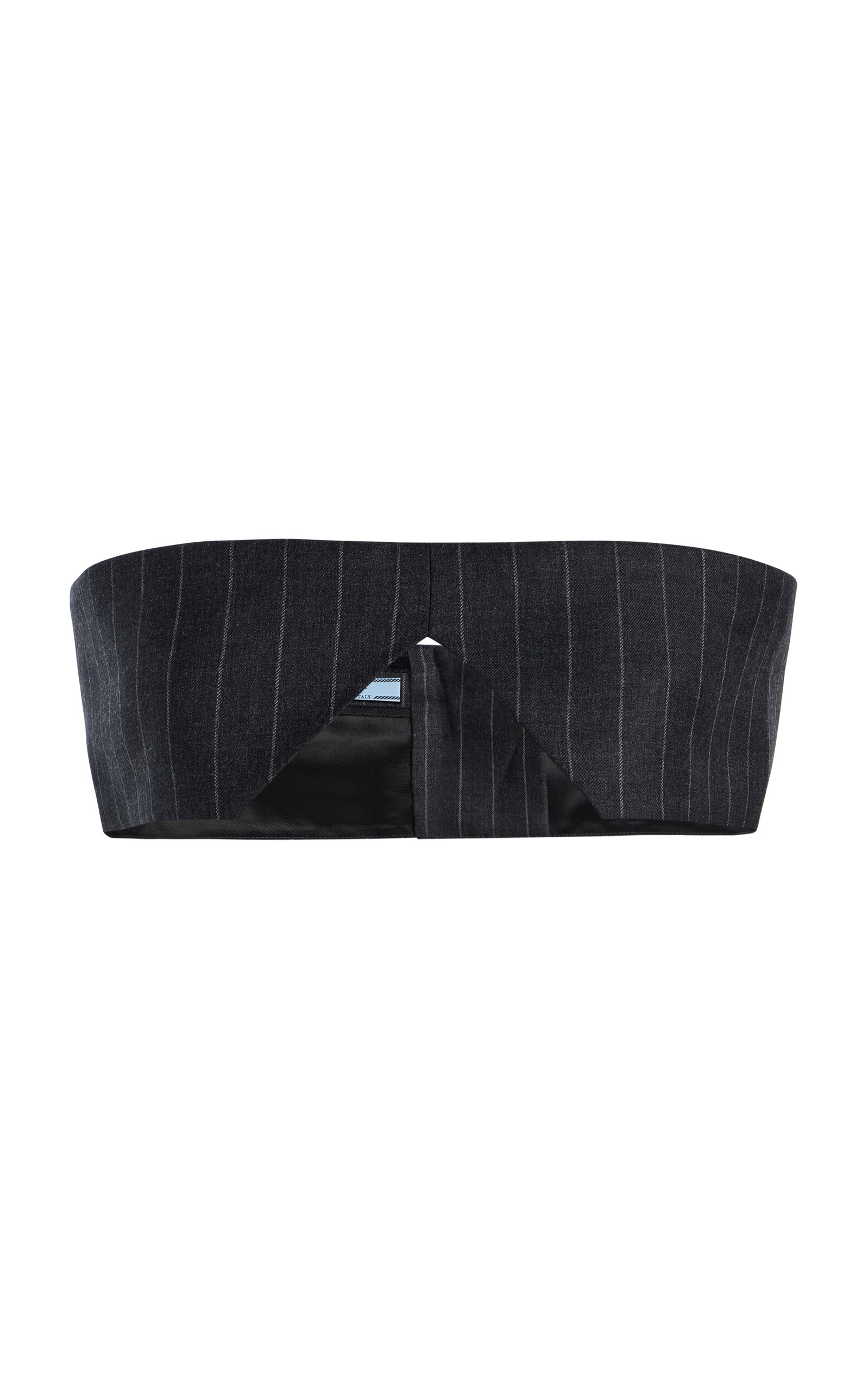 Prada Strapless Pinstriped Wool Cropped Top