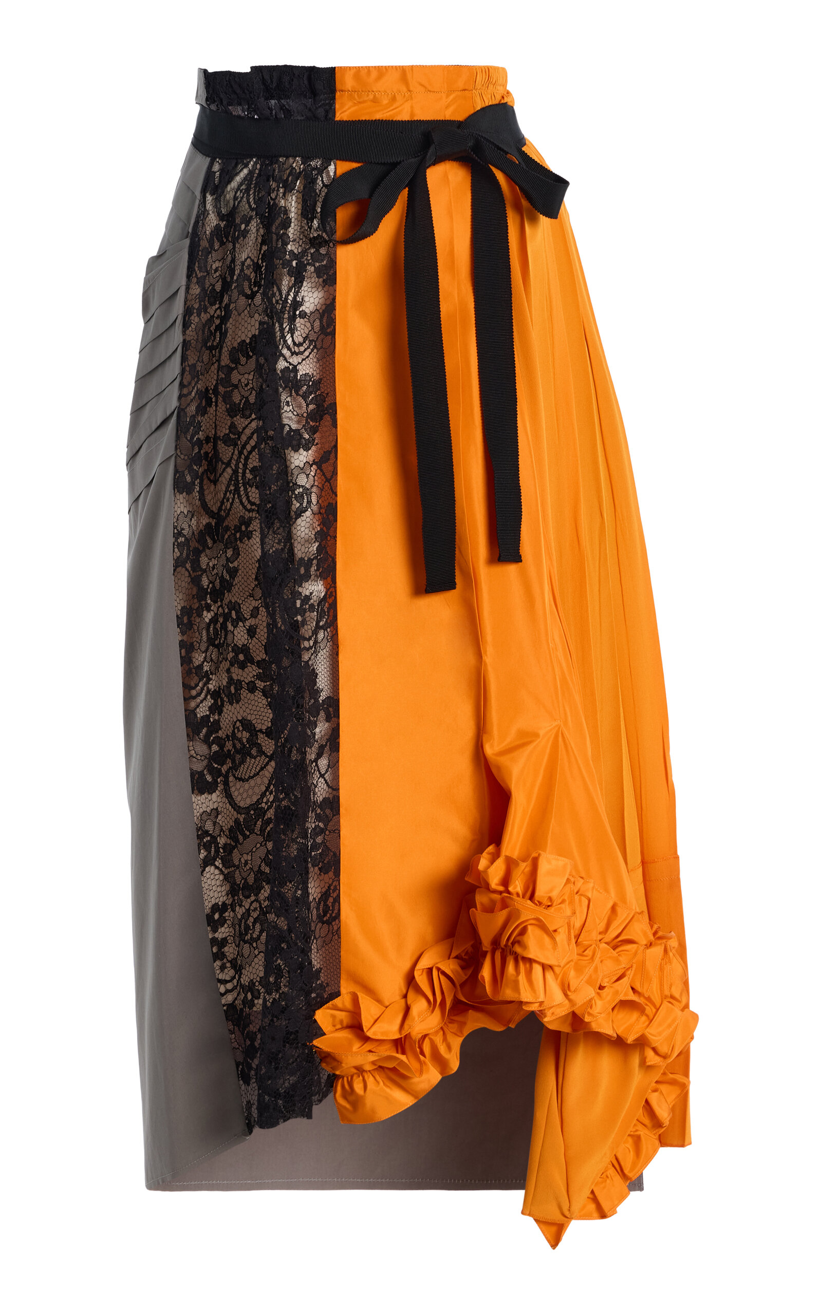 Prada Mixed-Media Midi Wrap Skirt