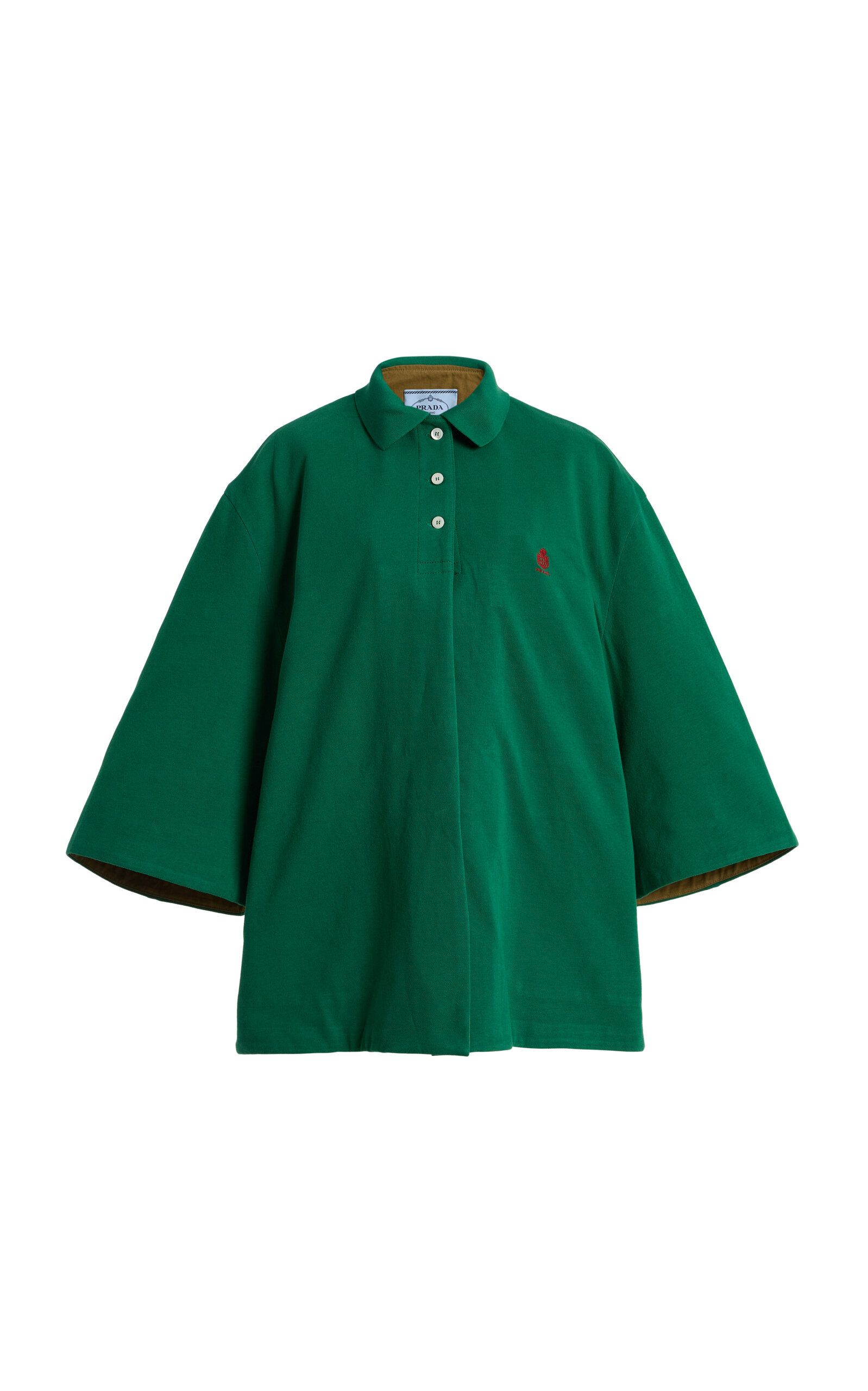 Prada Cotton Pique Polo Jacket In Green