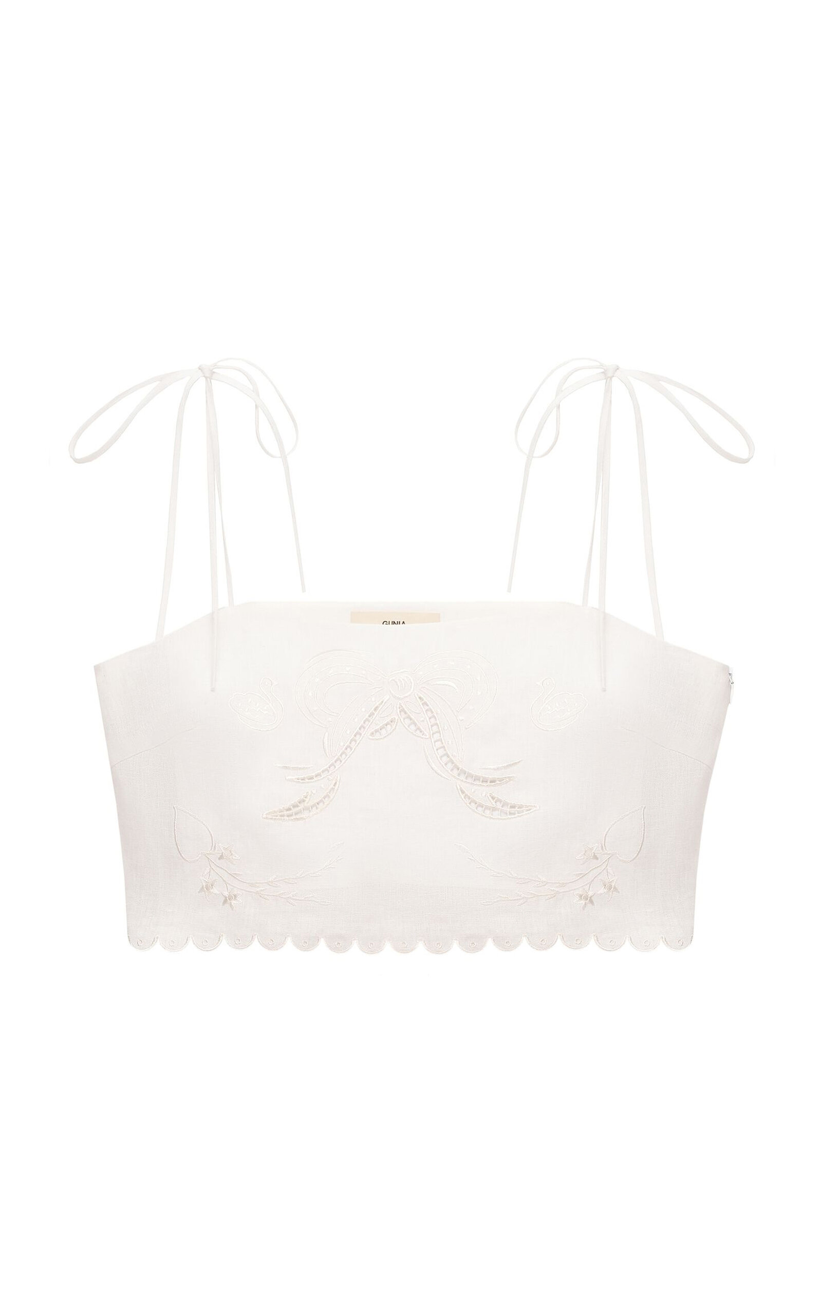 Gunia Project Yasna Embroidered Hemp Cropped Tank Top - Off-White