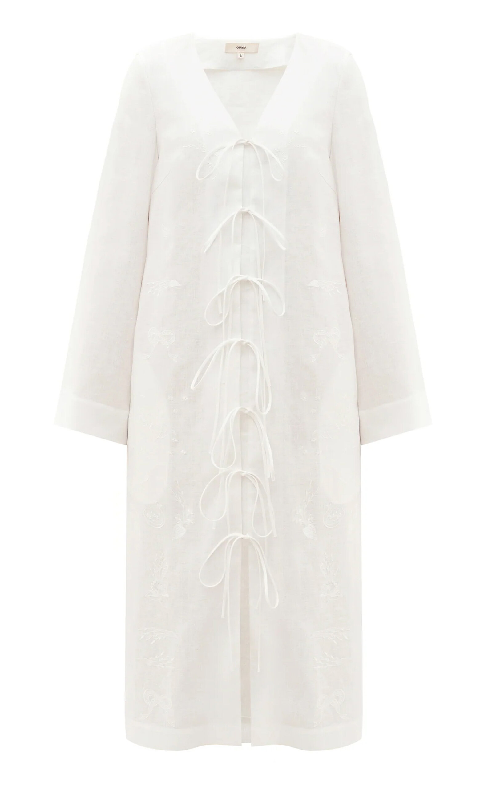 Gunia Project Zena Tie-front Linen-blend Robe In White