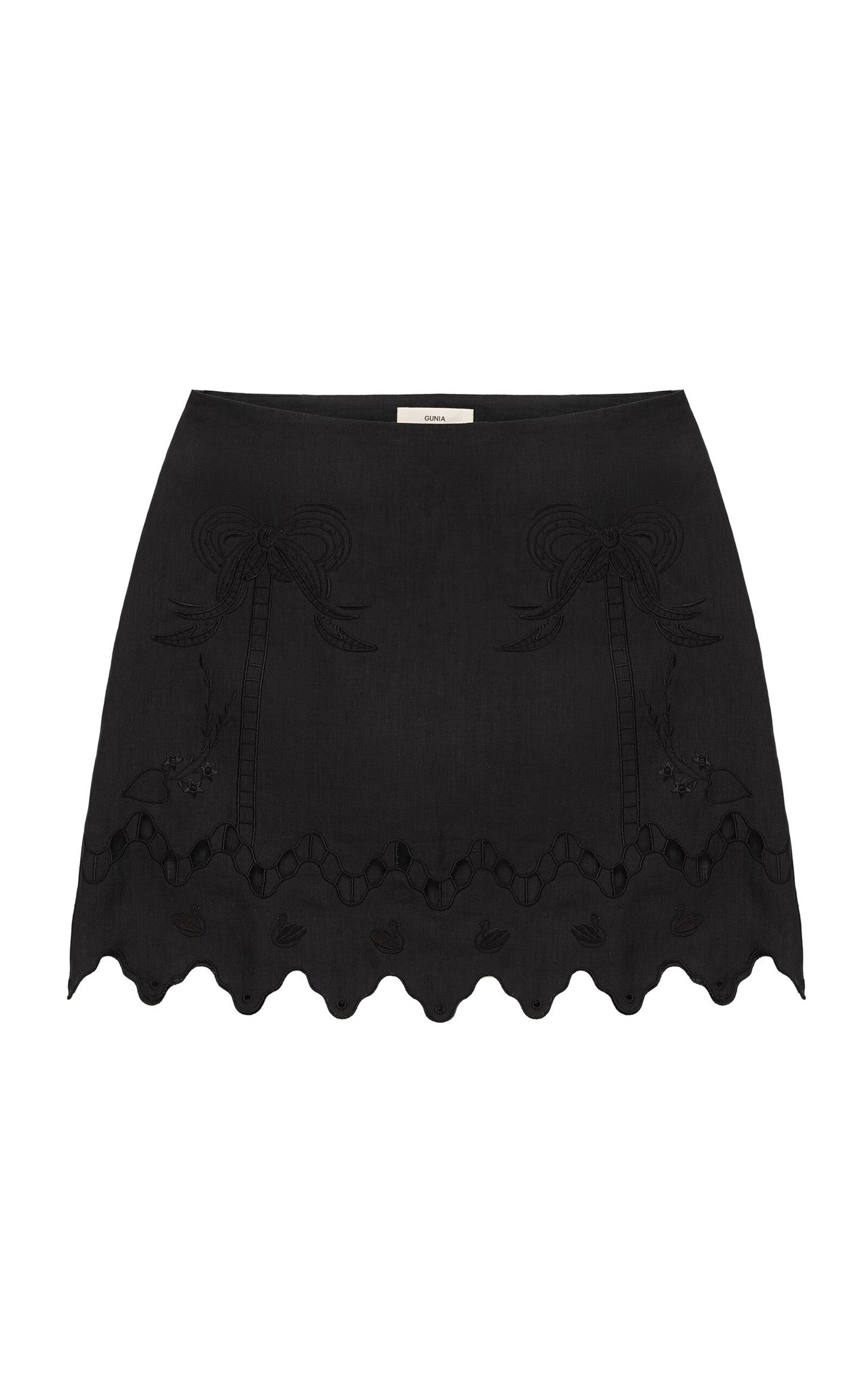 Gunia Project Yasna Embroidered Hemp Mini Skirt In Black
