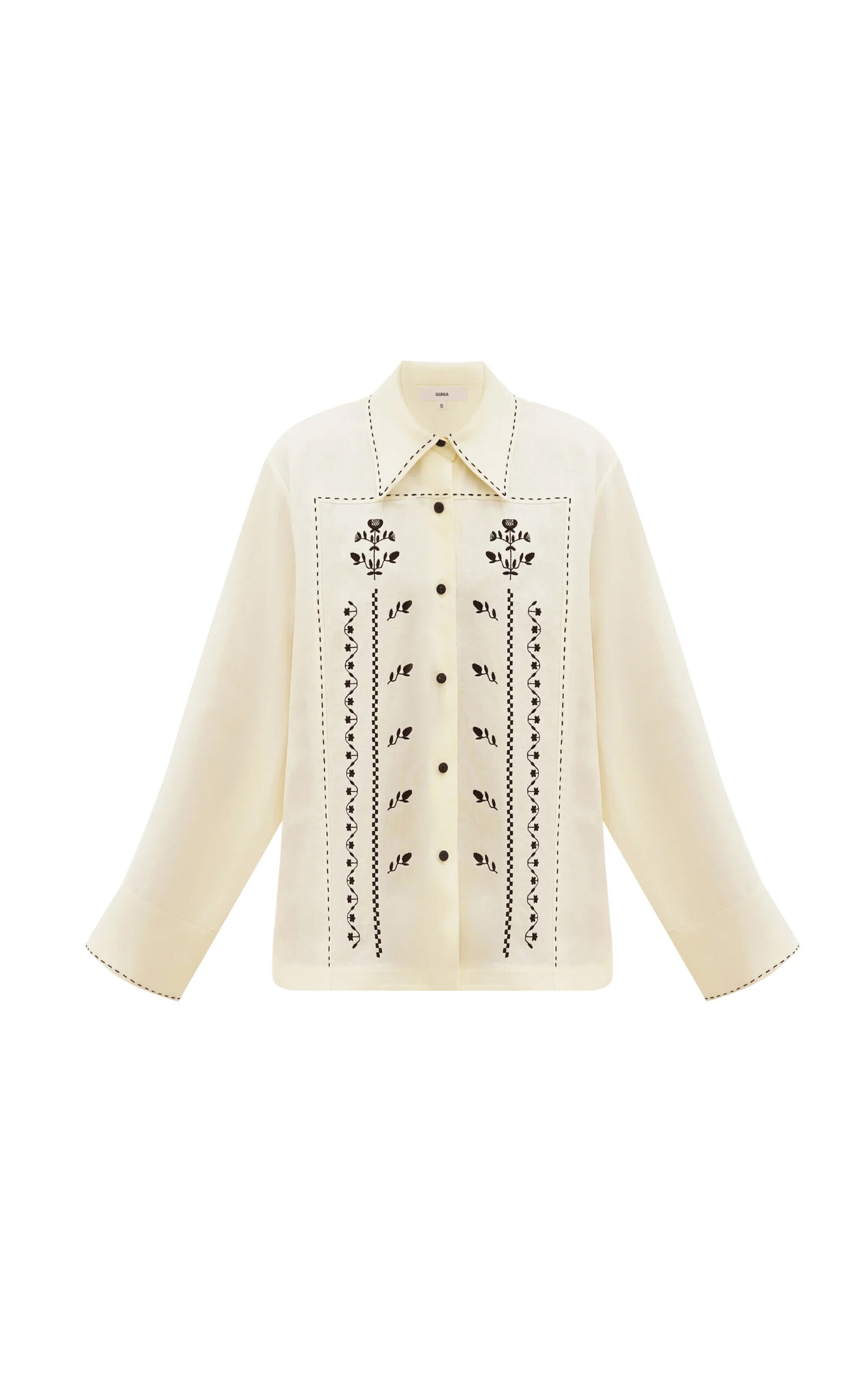 Gunia Project Ruta Embroidered Linen Button-Down Shirt - Off-White