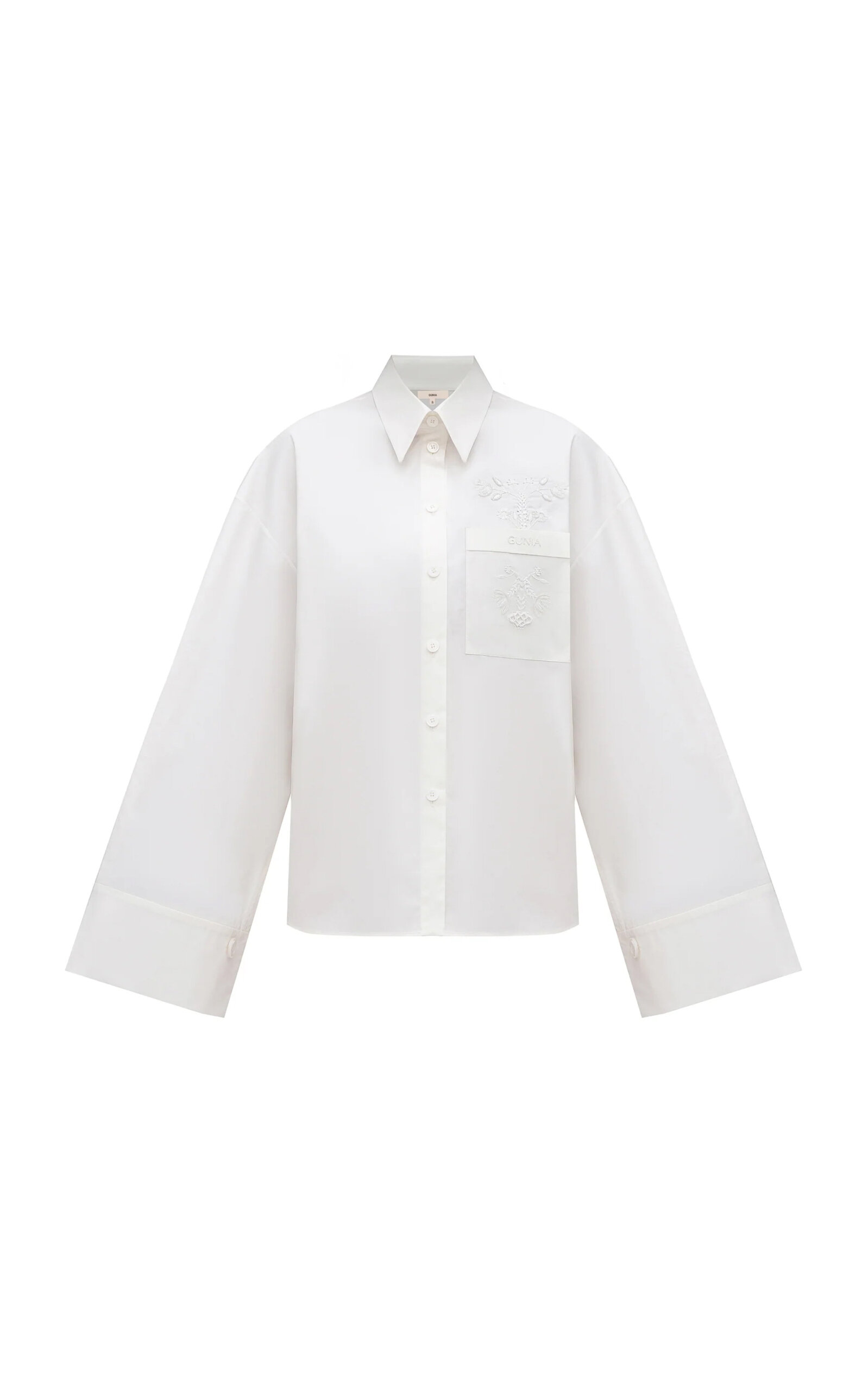 Gunia Project Zoriana Embroidered Cotton Button-down Shirt In White