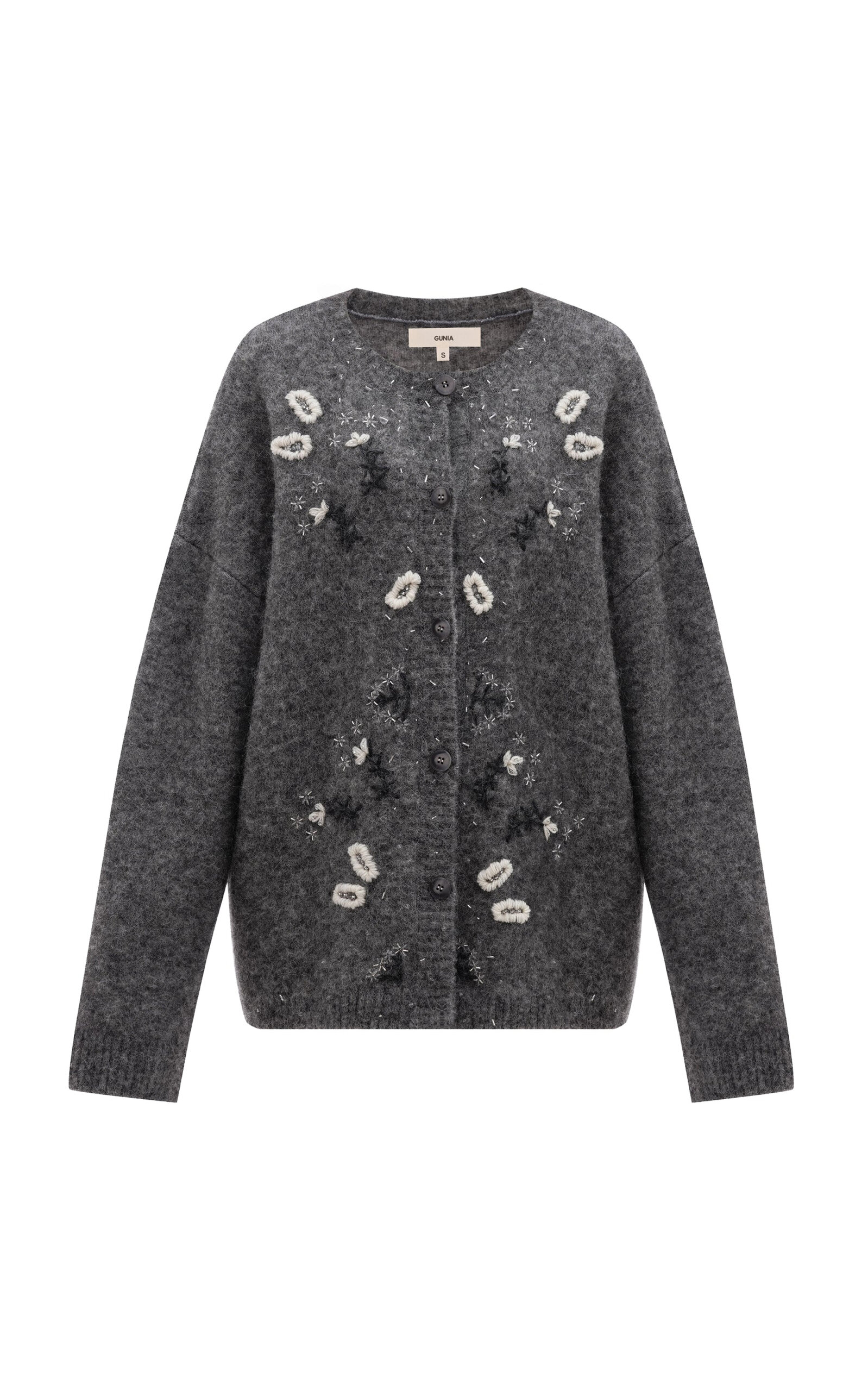Gunia Project Squill Embroidered Alpaca-blend Cardigan In Gray