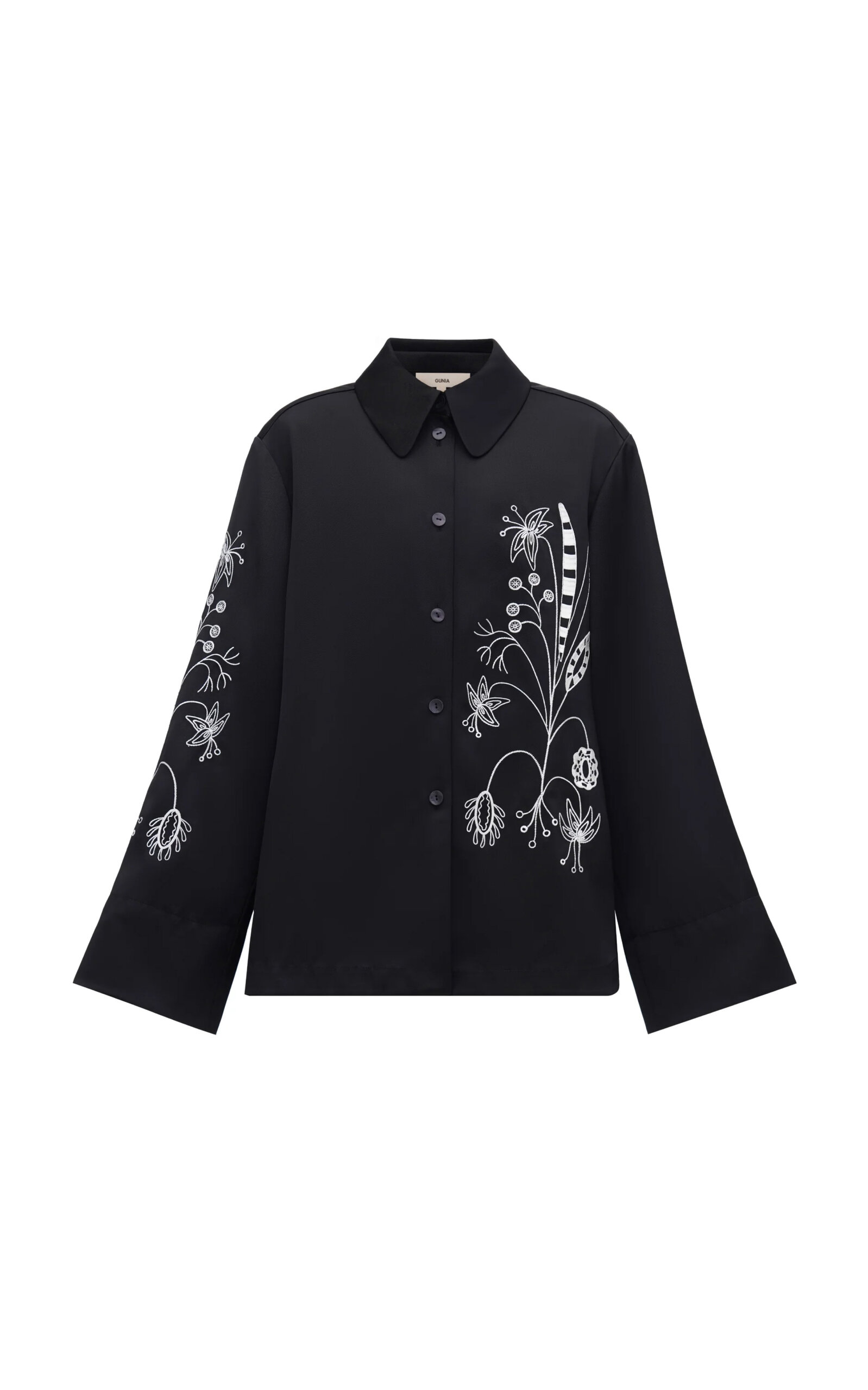 Gunia Project Fedora Embroidered Button-down Shirt In Black
