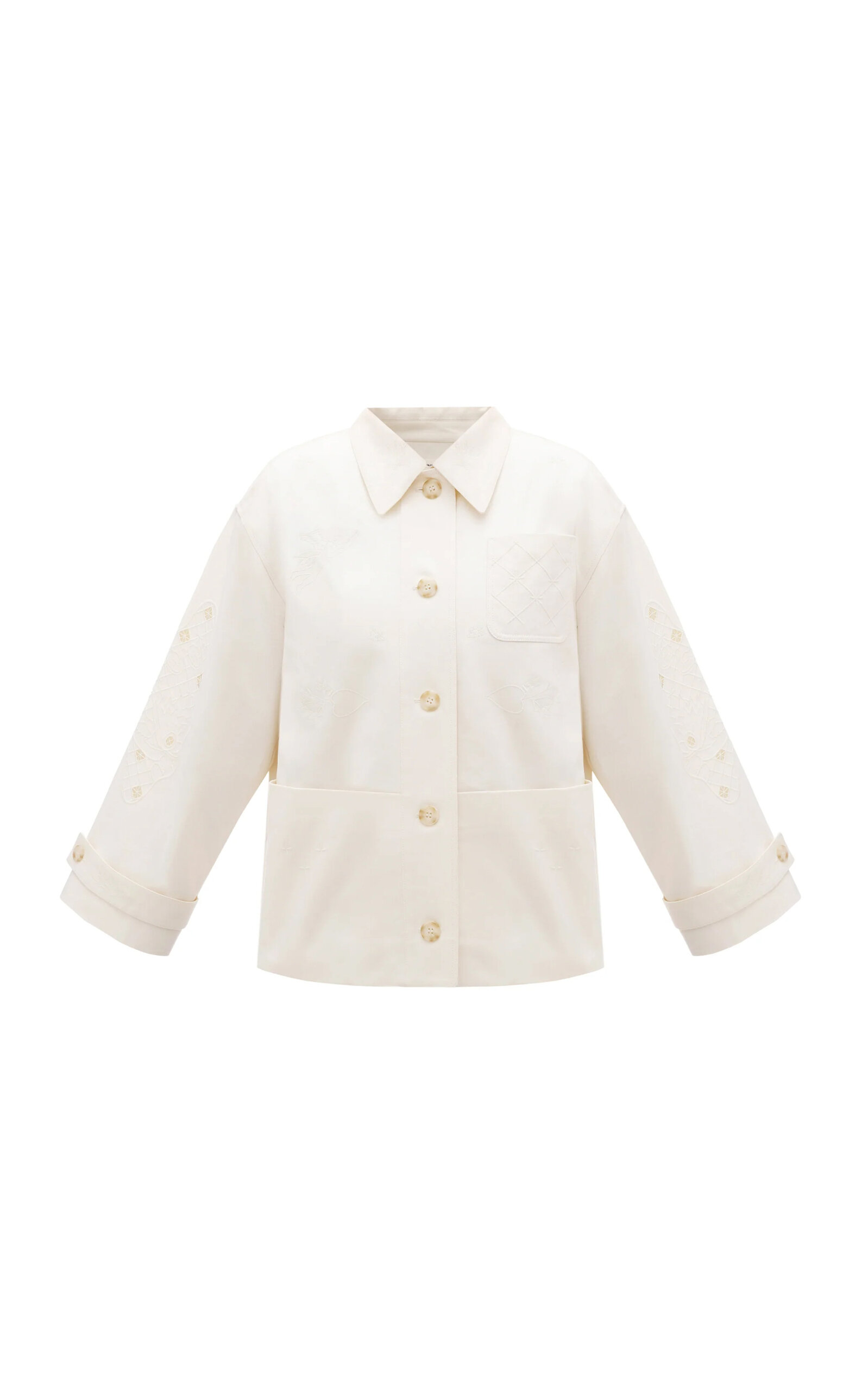 Gunia Project Kornelia Embroidered Cotton Chore Jacket In White