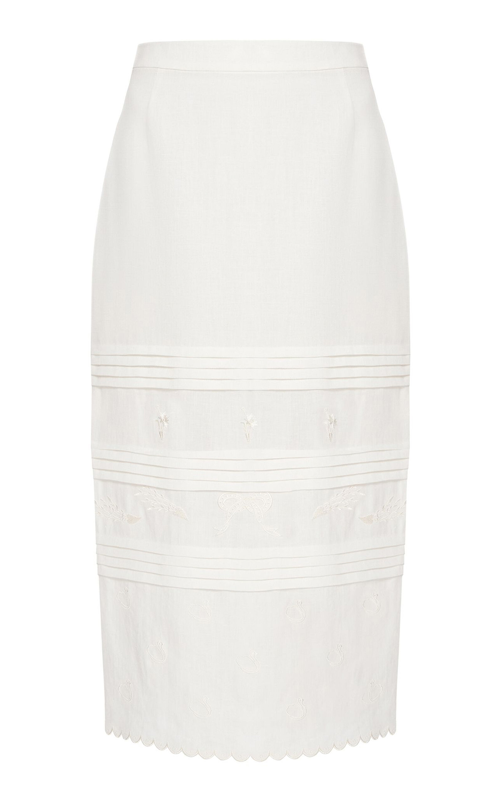 Gunia Project Vilena Pleated Hemp Midi Skirt In White