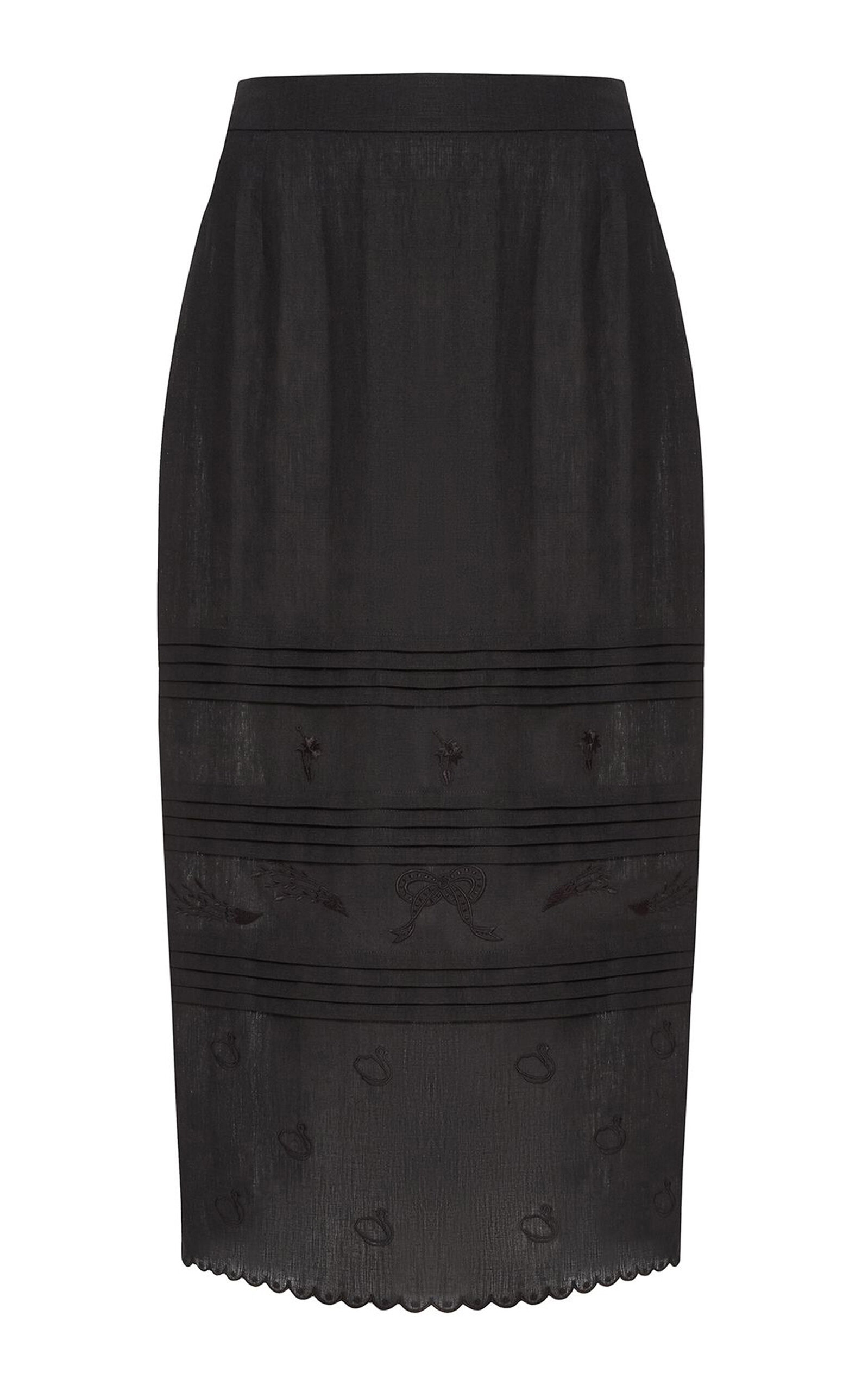 Gunia Project Vilena Pleated Hemp Midi Skirt In Black