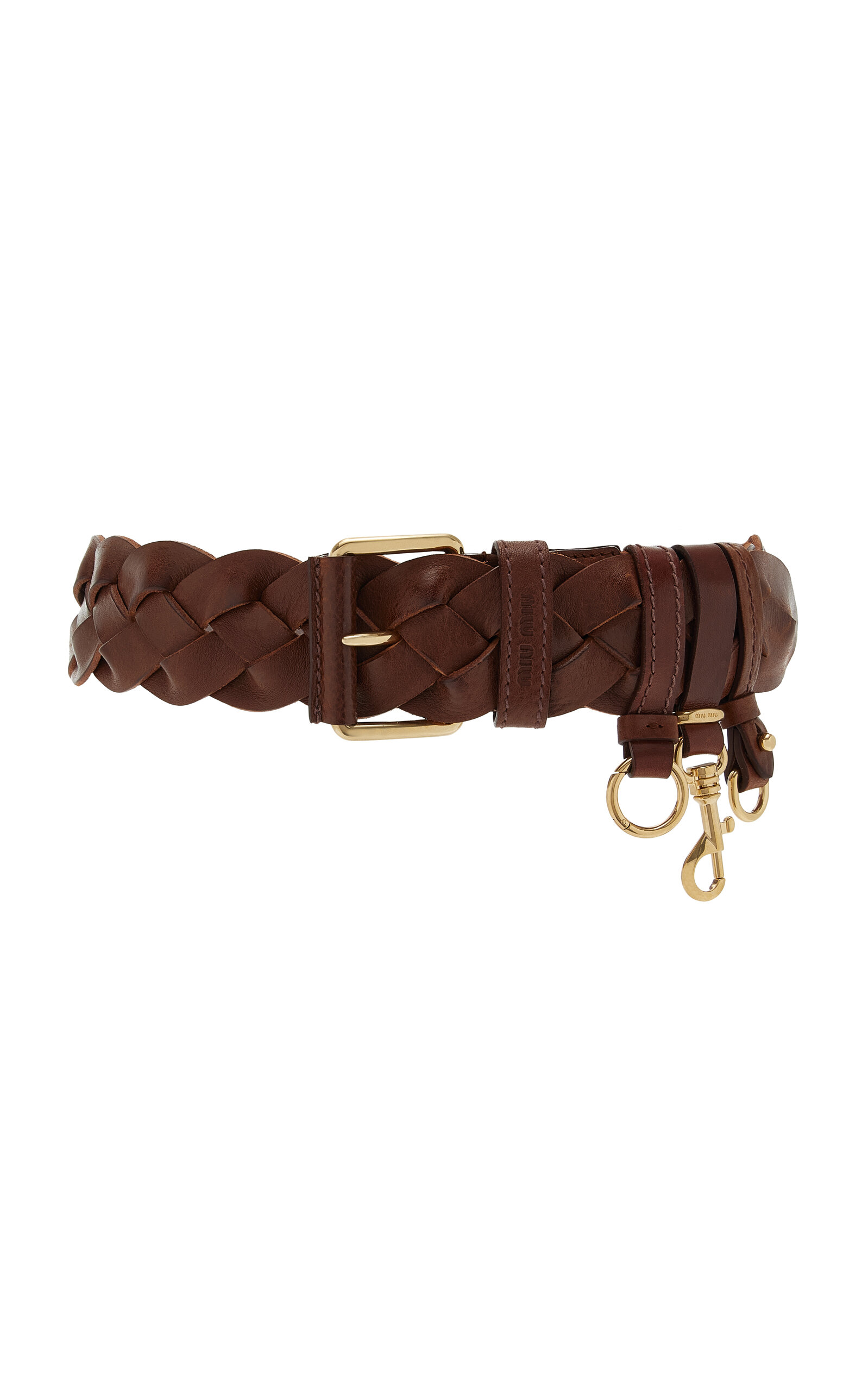 Miu Miu - Braided Leather Belt - Brown - 70 cm - Moda Operandi