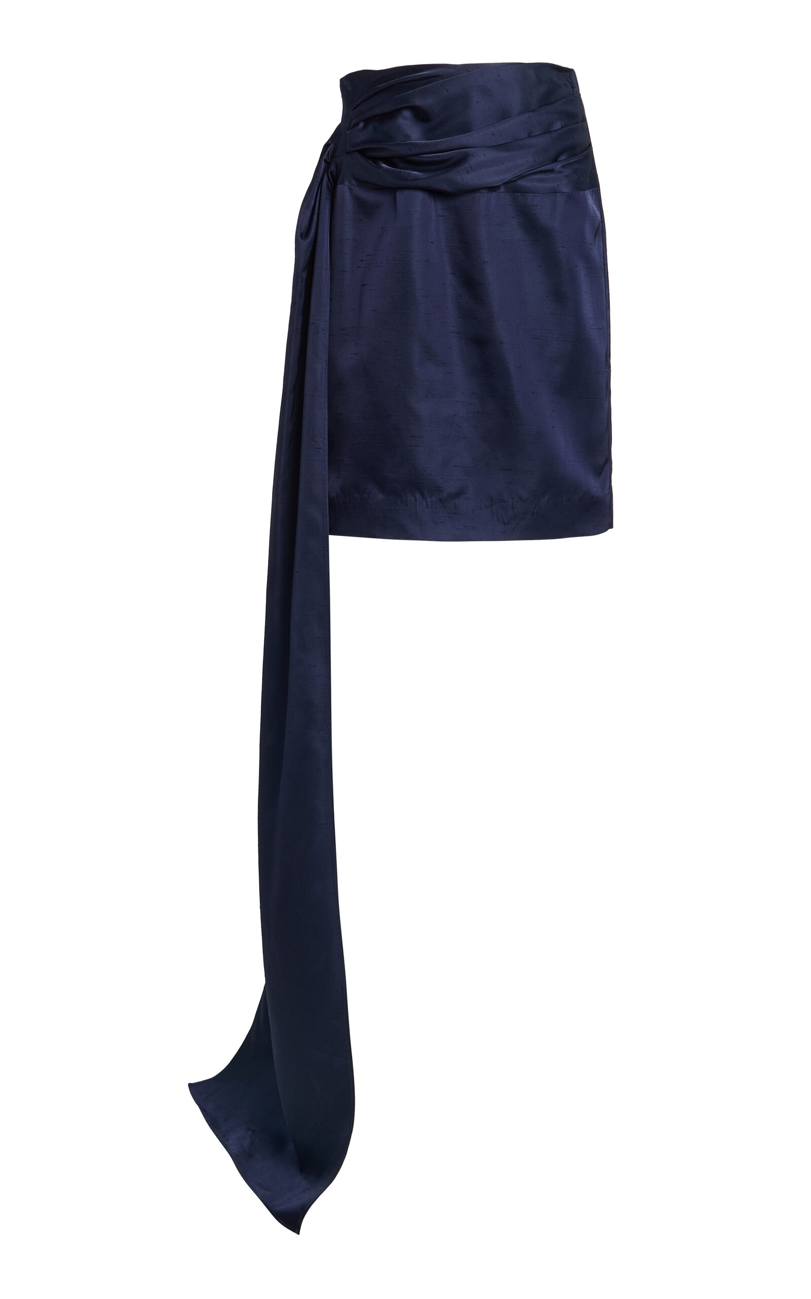 Tove Jullee Sash-Detailed Shantung Midi Skirt