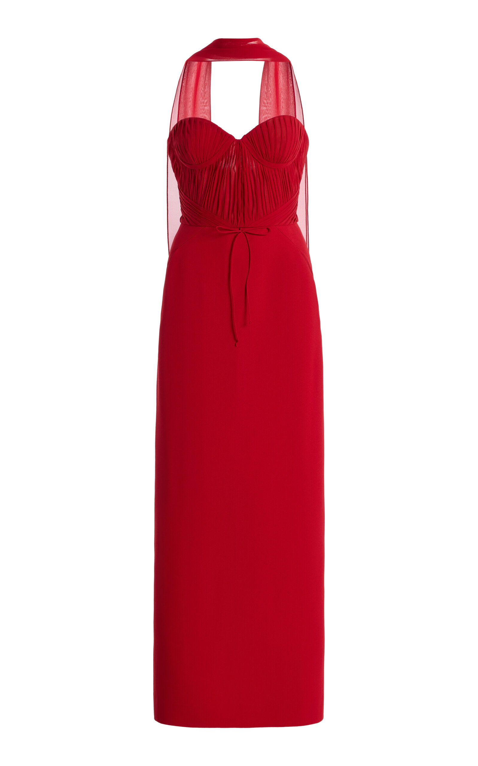 Harithand Fiamma Silk Georgette Crepe Midi Dress - Red