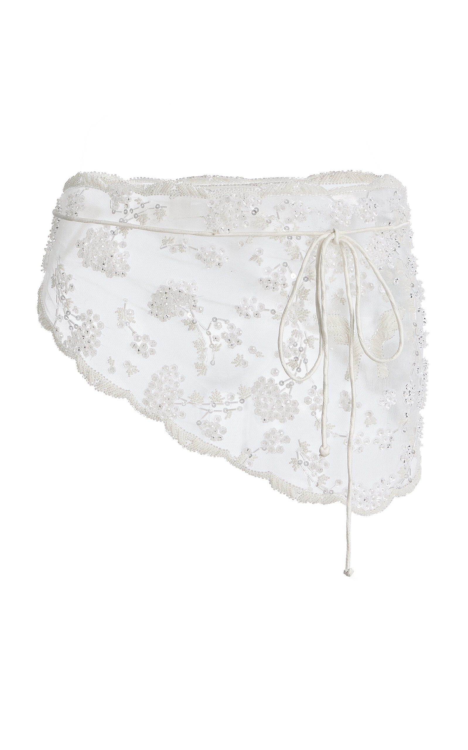 Harithand Allegra Silk Satin Stripe Scarf - Off-White