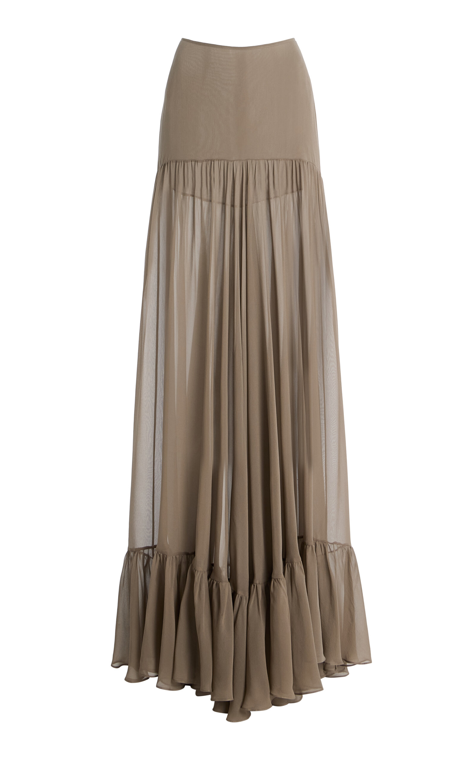 Harithand Regina Silk Georgette Fluid Maxi Skirt In Gray