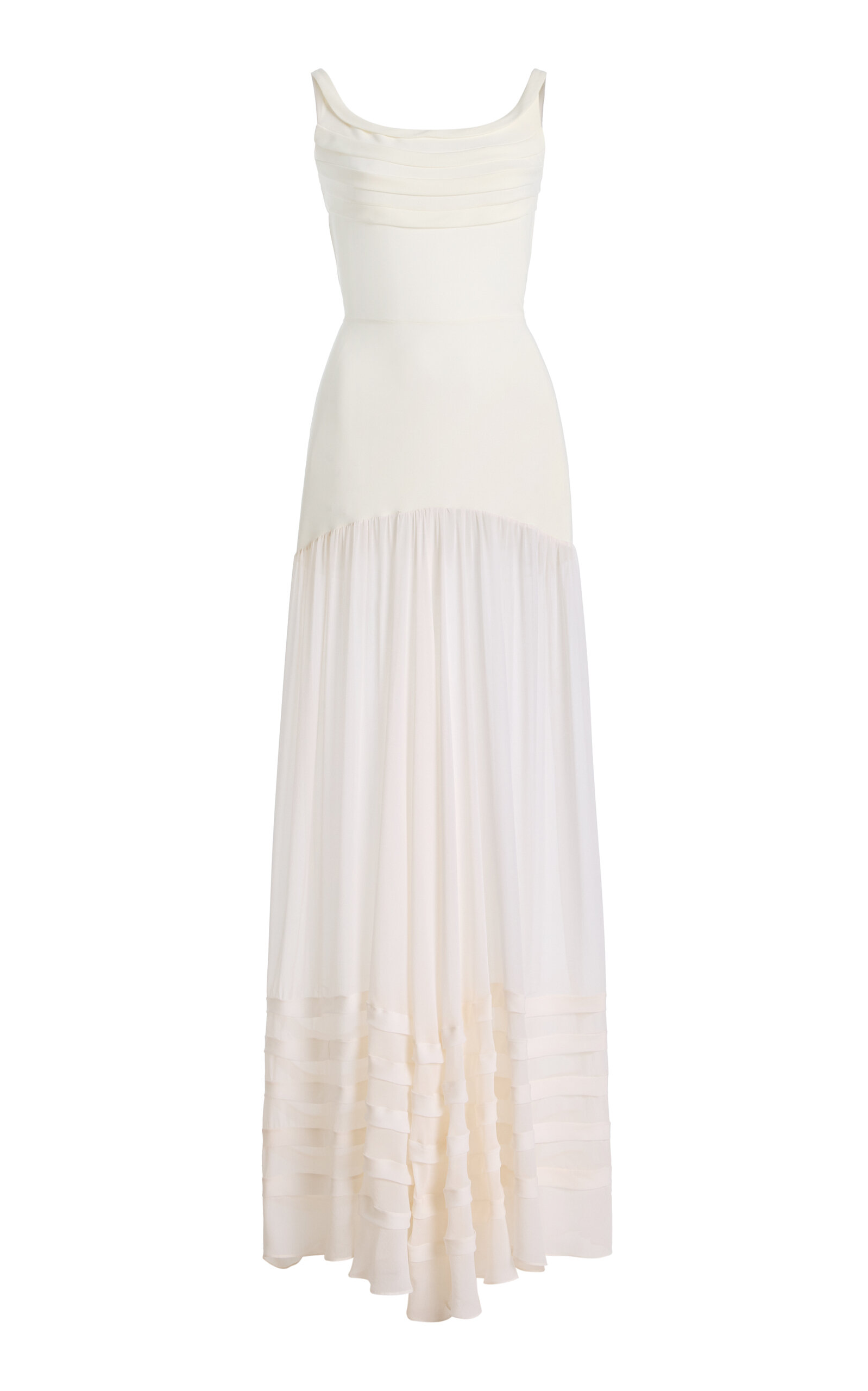 Harithand Teresa Silk Georgette Maxi Dress In White