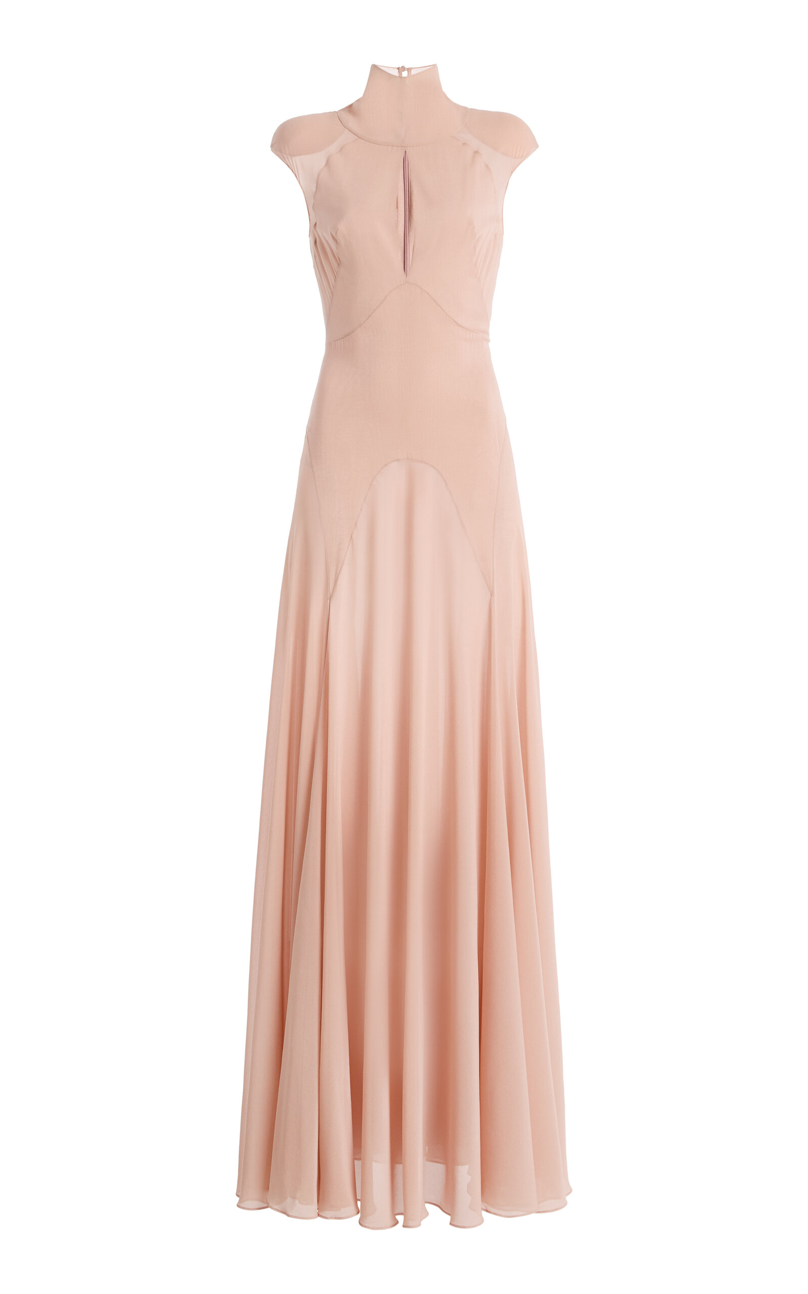 Harithand Amelia Silk Georgette Fluid Maxi Dress In Pink