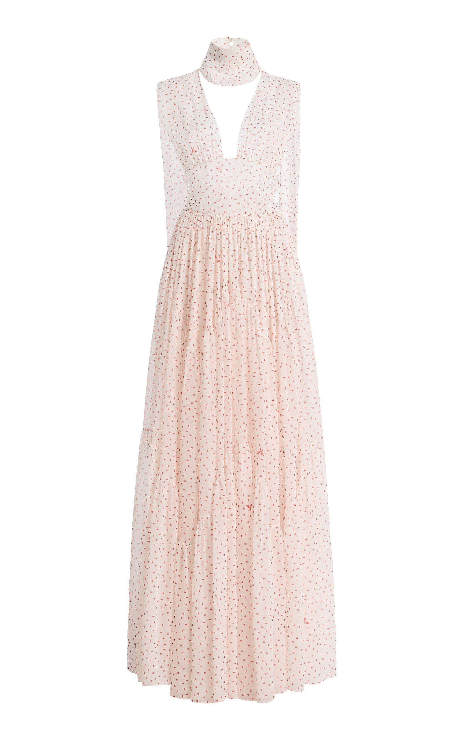 Harithand Cara Mia Silk Georgette Fluid Maxi Dress In Neutral