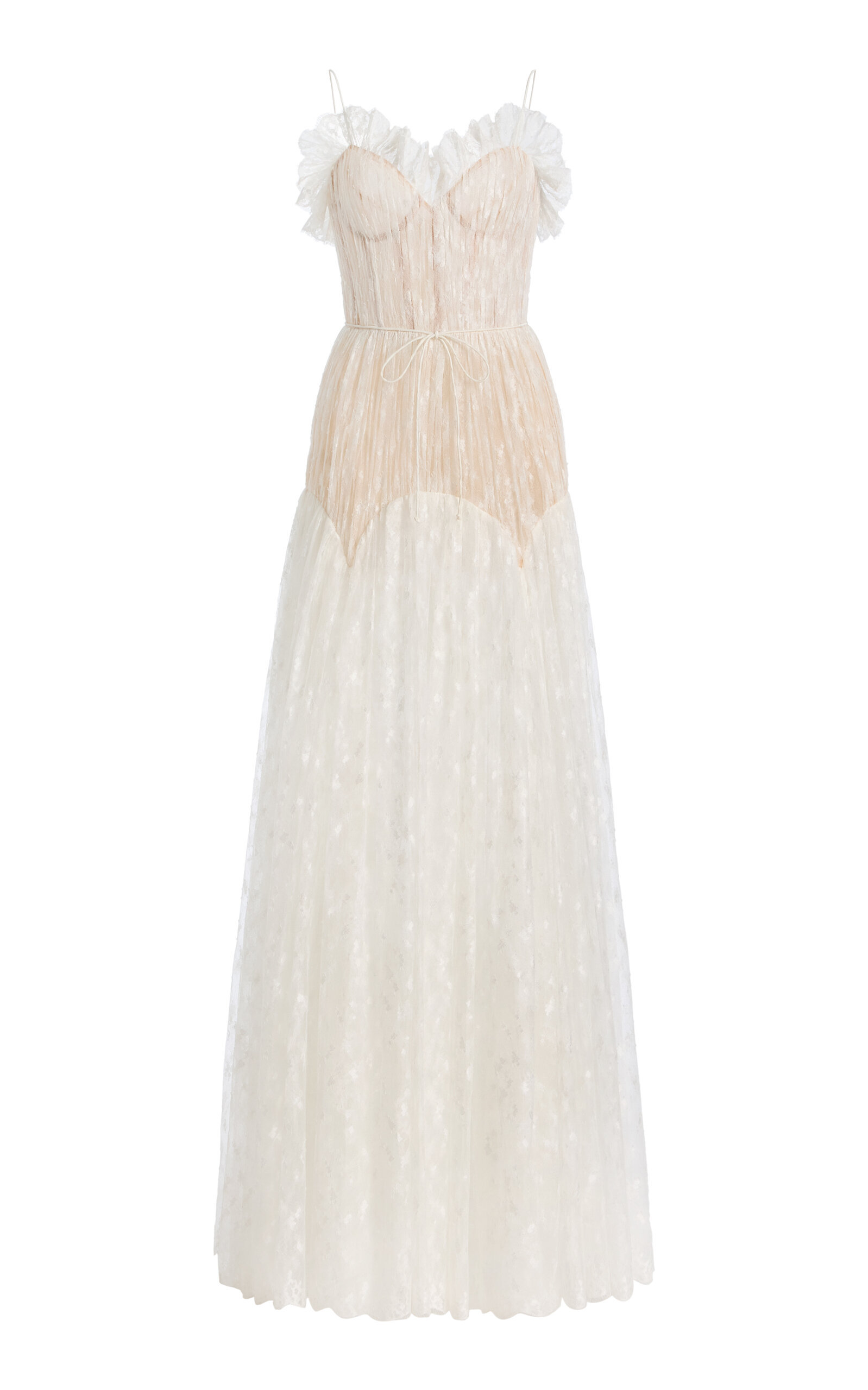 Harithand Sylvana Lace Sheer Maxi Dress In White