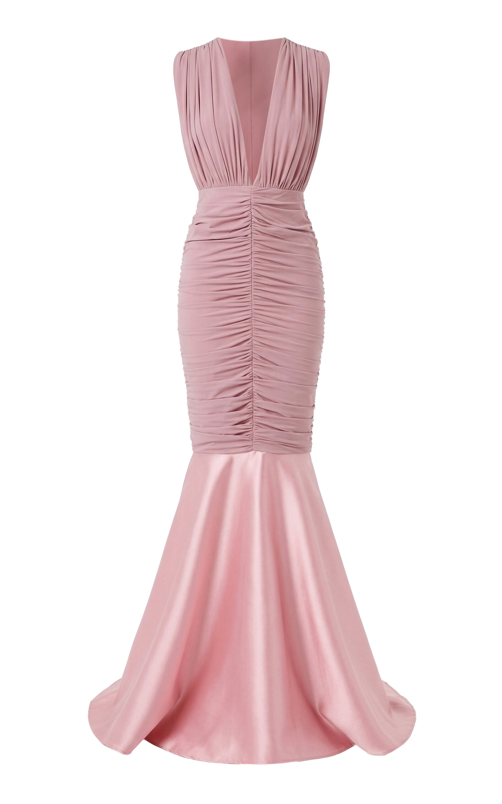 Greta Constantine Mergan Ruched Silk-Wool Maxi Dress