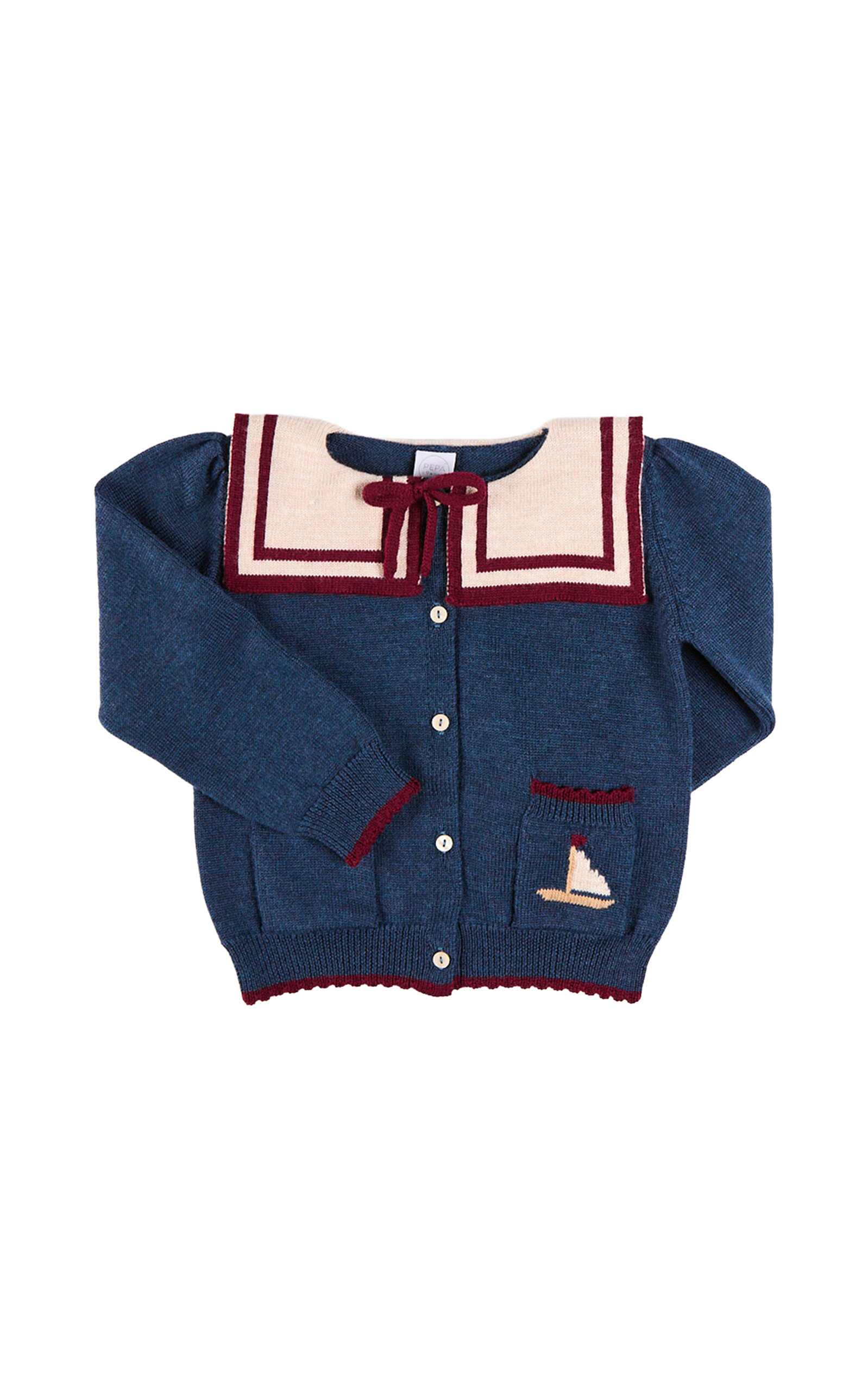 Pepa London Kids'Mariner Collar Wool Cardigan