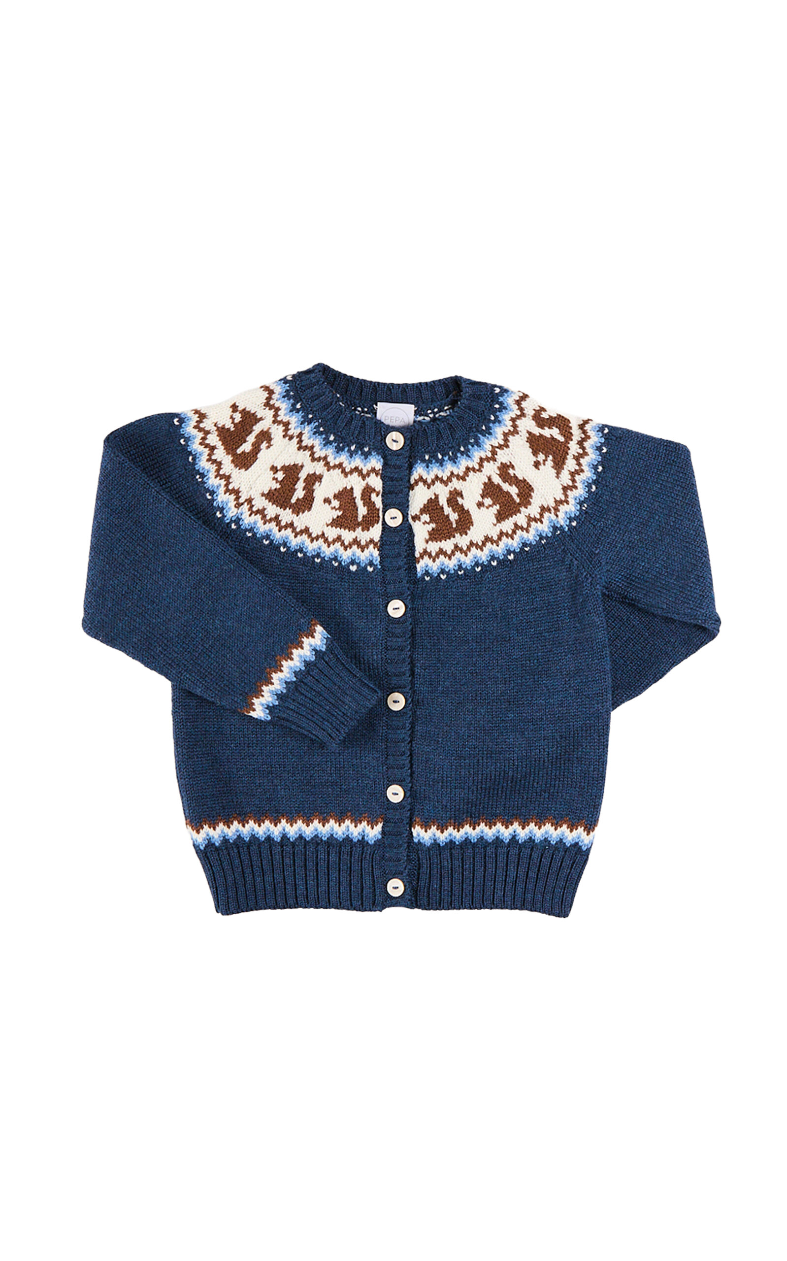 Pepa London Kids' Squirrel Wool Jacquard Cardigan