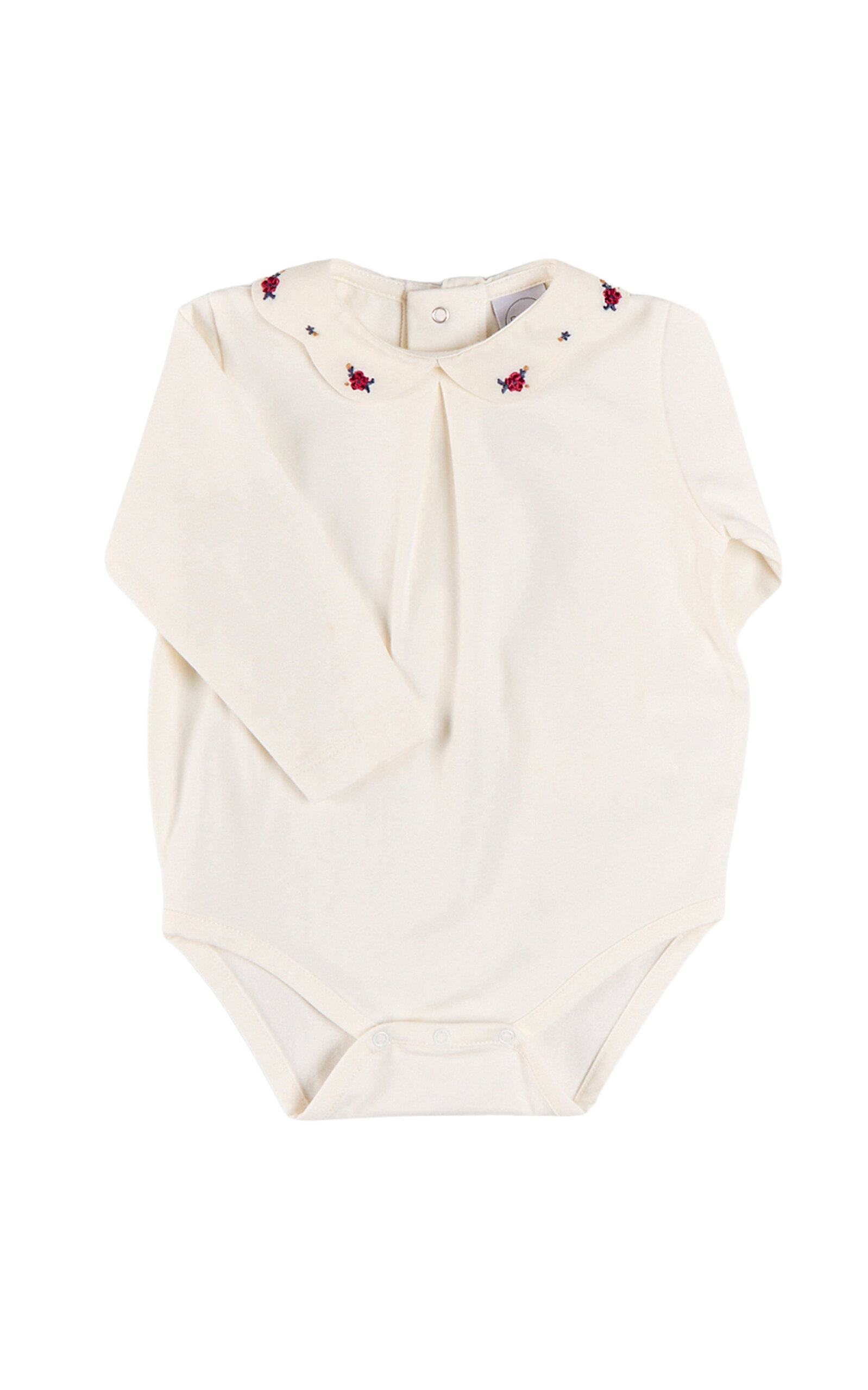 Pepa London Kids'Flower Embroidered Cotton Bodysuit