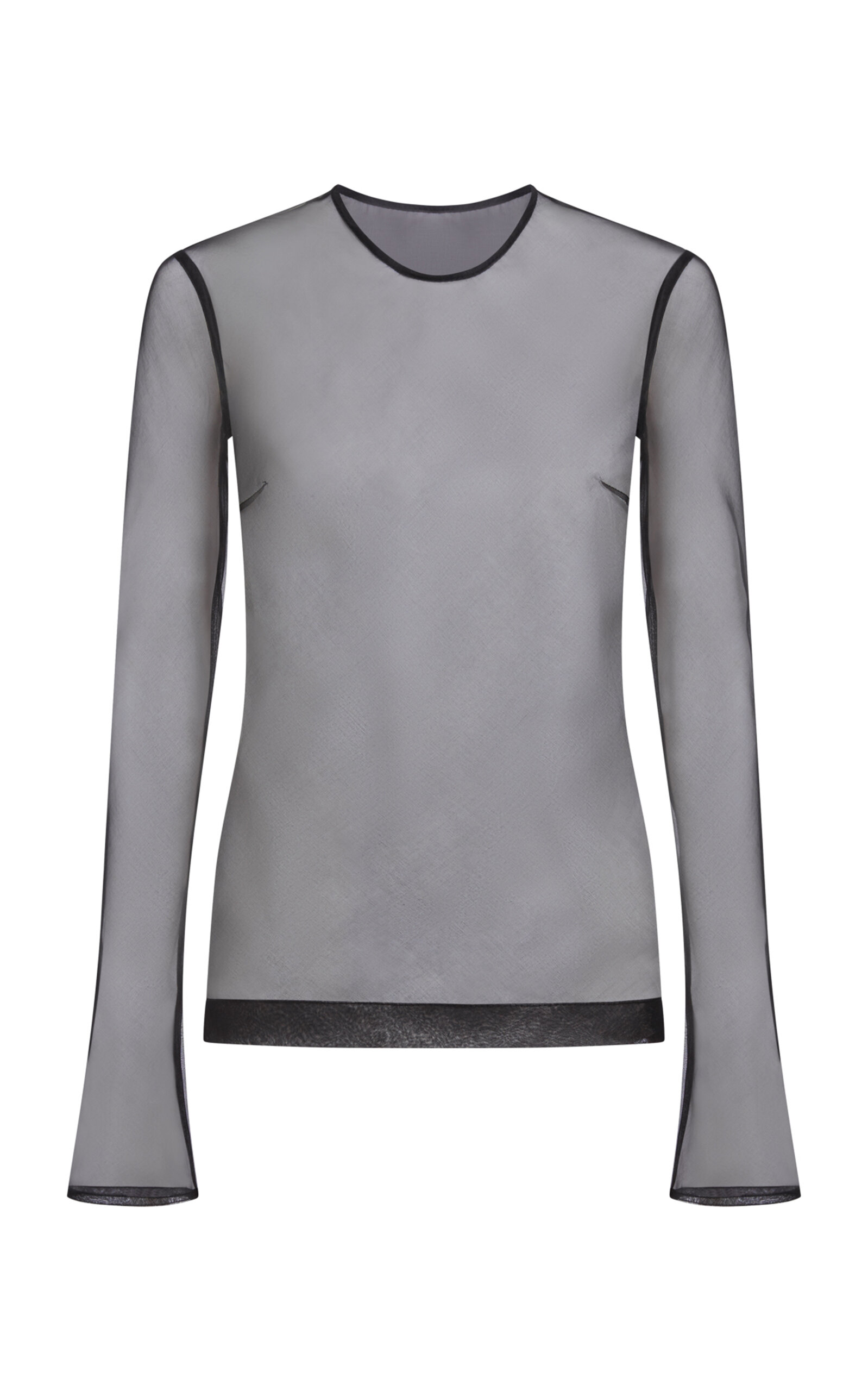 Aje Chancer Sheer Silk Top In Gray