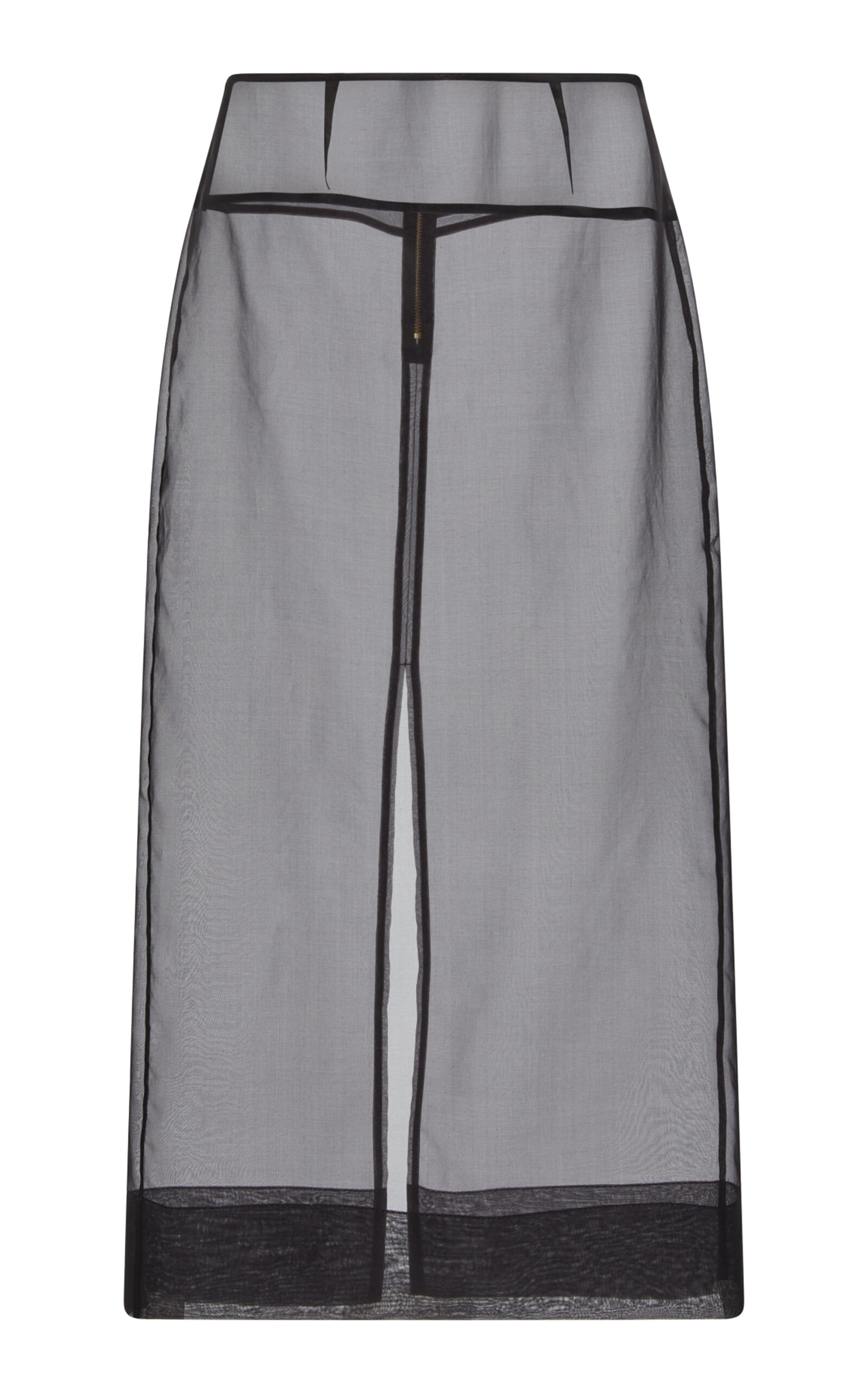 Aje Mirella Sheer Silk-organza Midi Skirt In Black