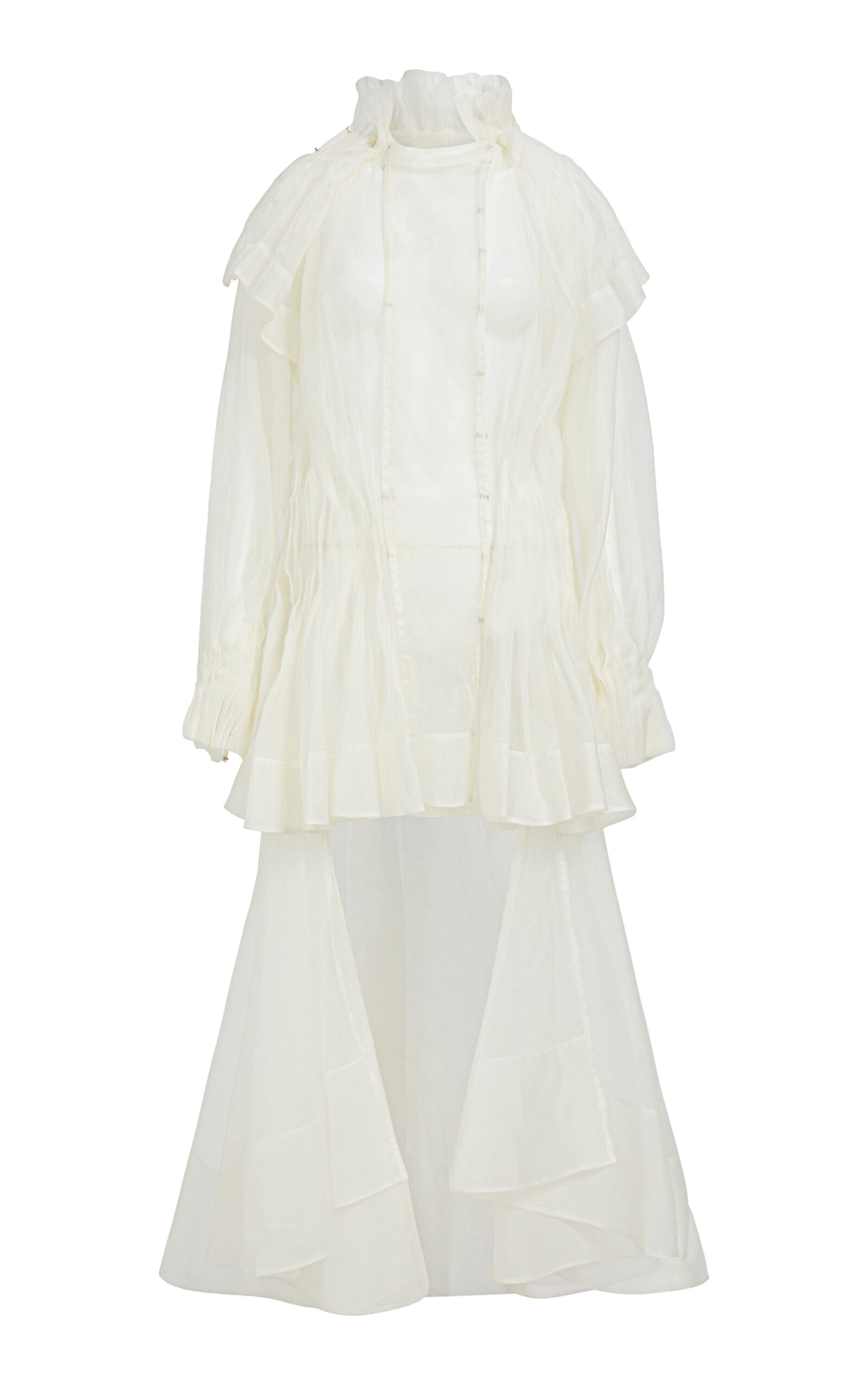 Aje Mirella Sheer Silk-organza Trench Coat In White