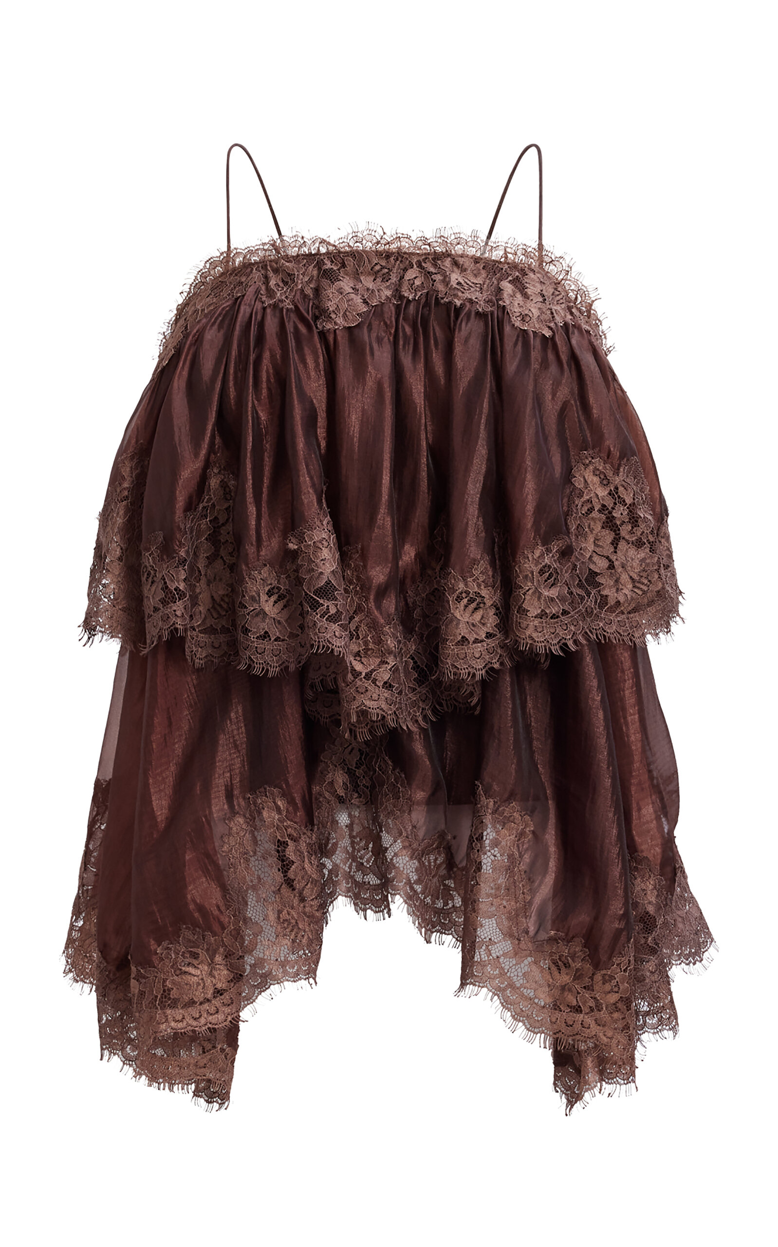 Aje Ophelia Lace-Trimmed Cami Top - Brown