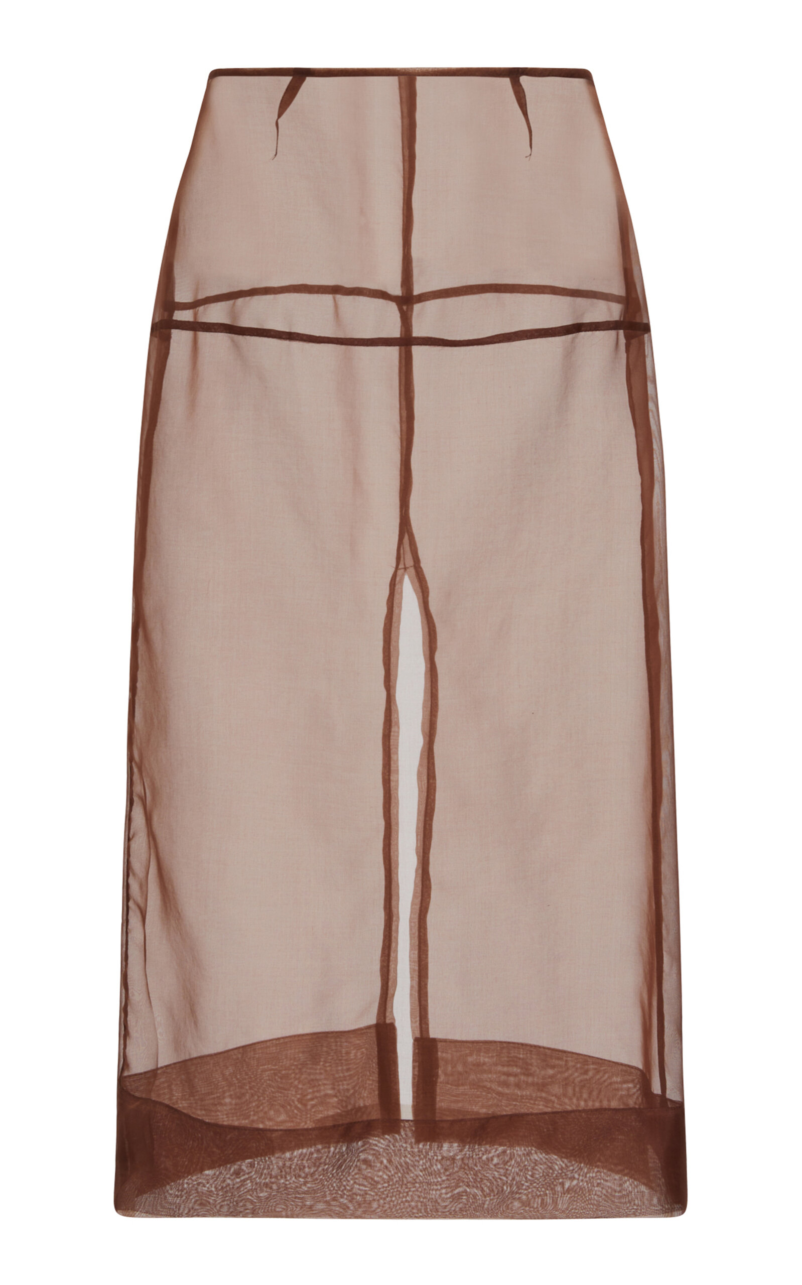 Aje Mirella Sheer Silk-organza Midi Skirt In Brown