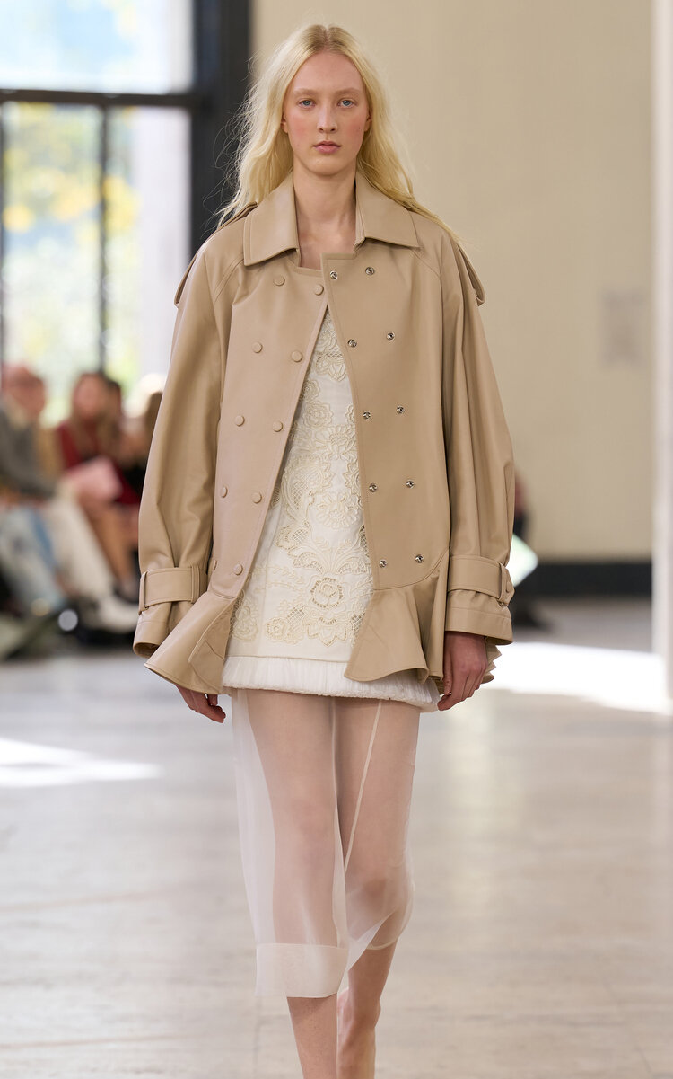 Aje Cambria Double-breasted Leather Jacket In Brown