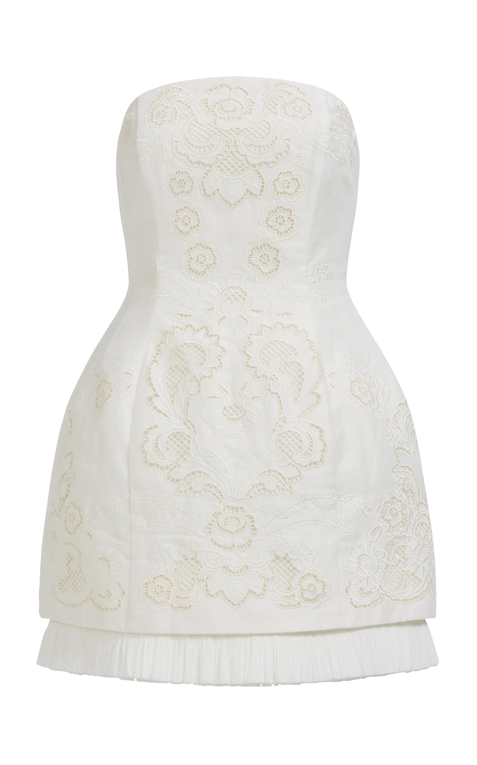 Aje Perilla Embroidered Linen-blend Mini Dress In White